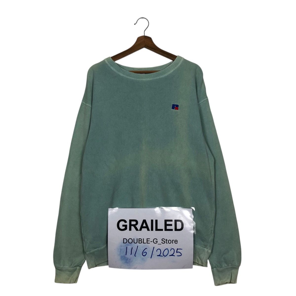 Vintage Russell Athletic Green Sweatshirt FadedWash Crewneck