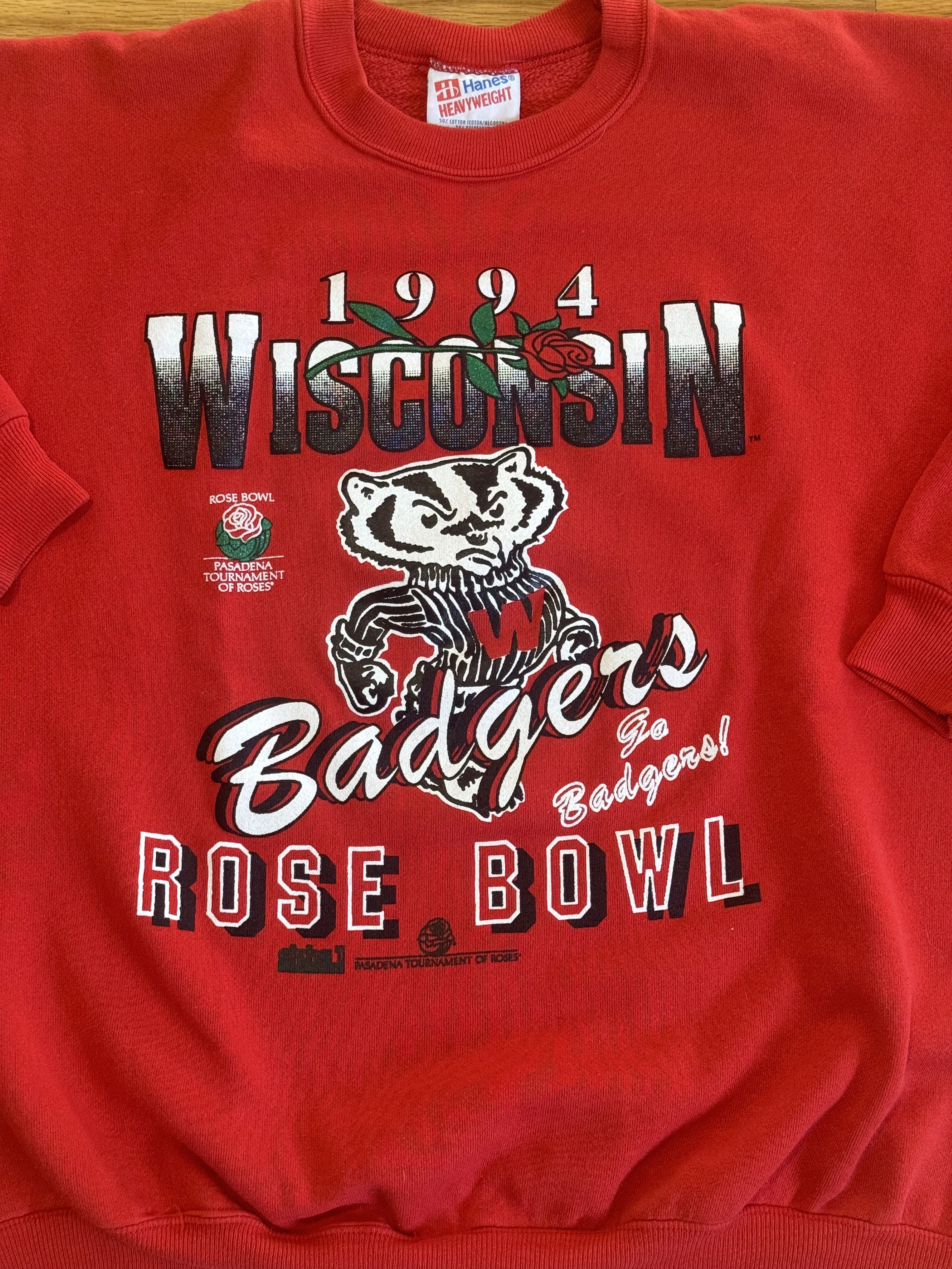 Hanes Vintage Wisconsin Badgers 1994 Rose Bowl Crewneck UW Madison Size US XL / EU 56 / 4 - 3 Thumbnail