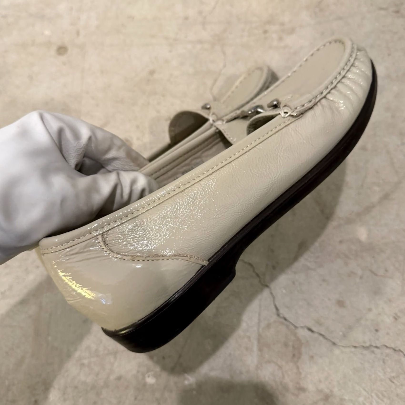 SAS SAS TriPad Metro Womens Slip On Loafer Horse Bit Ivory Cream, 10W, Leather, Comfort, Flat, M, Classic, United States, Pre-owned Good Size US 8 / IT 38 - 3 Thumbnail