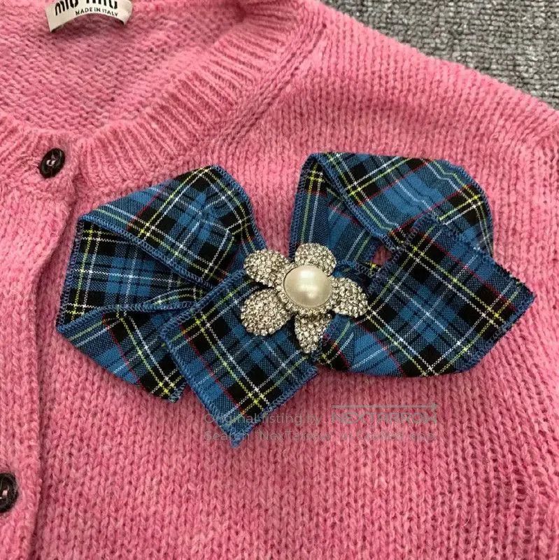Miu Miu Miu Miu Pink Cotton Cardigan with Bow . Size L / US 10 / IT 46 - 8 Thumbnail