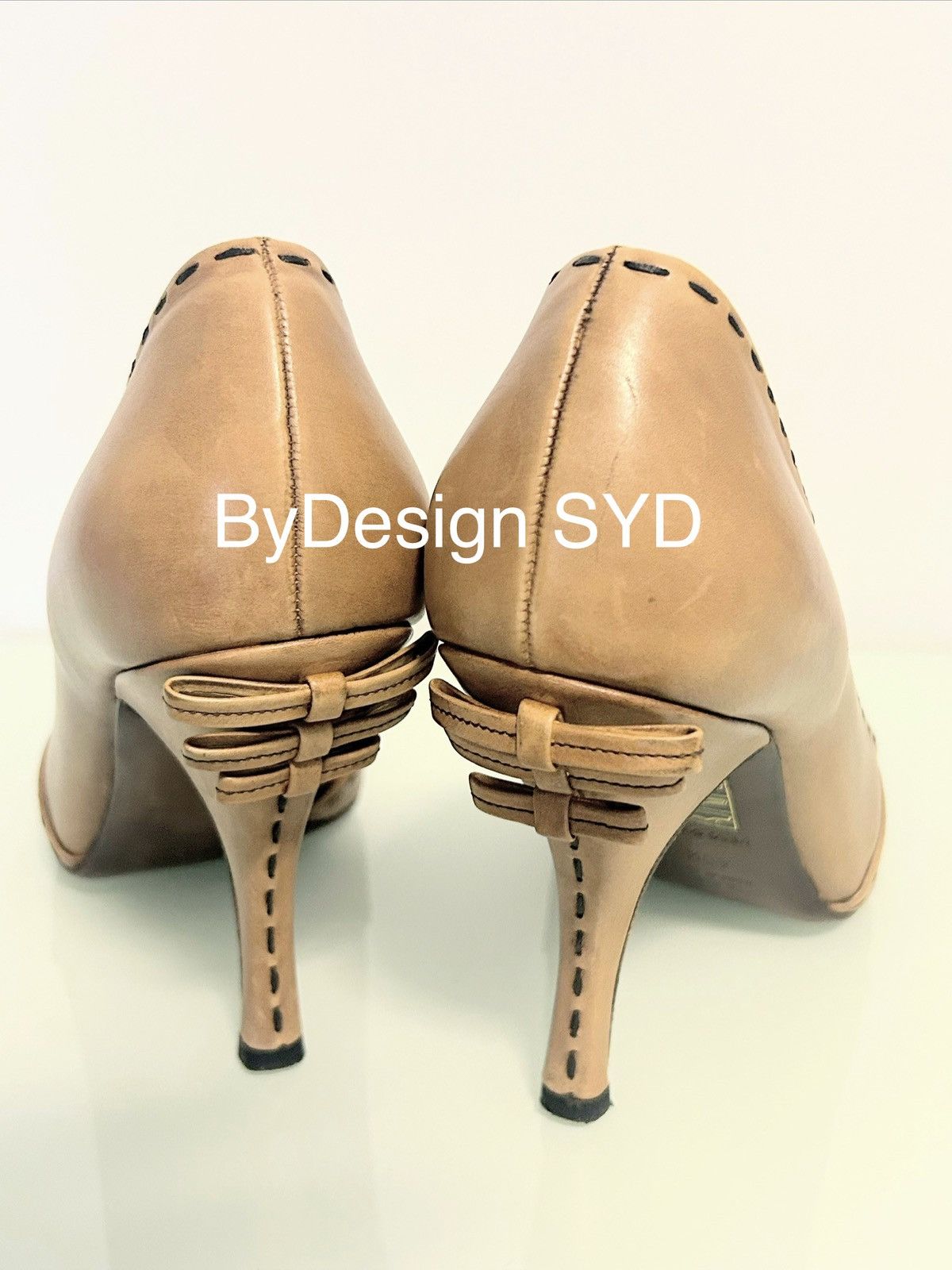 Prada PRADA tan/camel/caramel pointed toe kitten heels Size US 10.5 / IT 40.5 - 6 Thumbnail