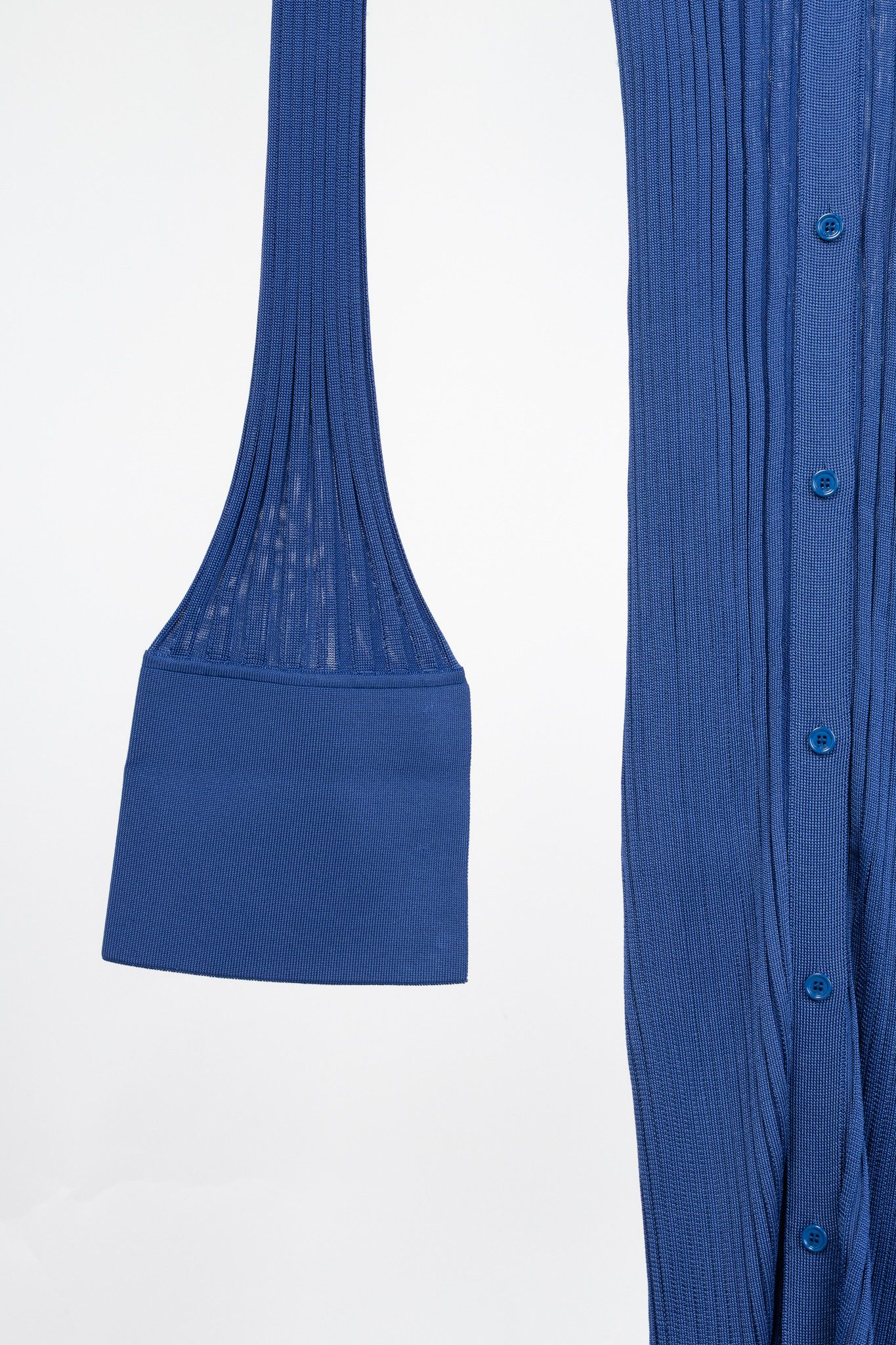 Loewe Loewe Night Blue Ribbed-Knit Buttoned Midi Dress Size M / US 6-8 / IT 42-44 - 6 Thumbnail