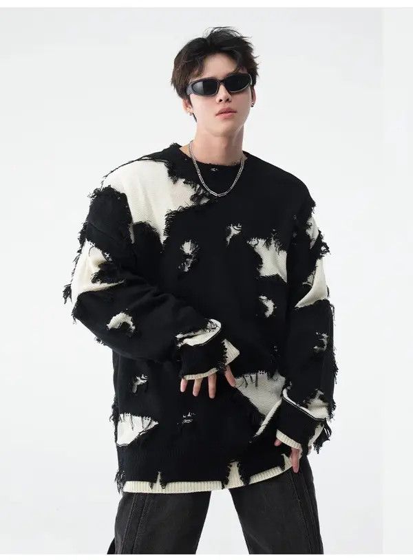VIBE Retro hip hop star distressed oversized sweater knitwear Size US L / EU 52-54 / 3 - 3 Thumbnail