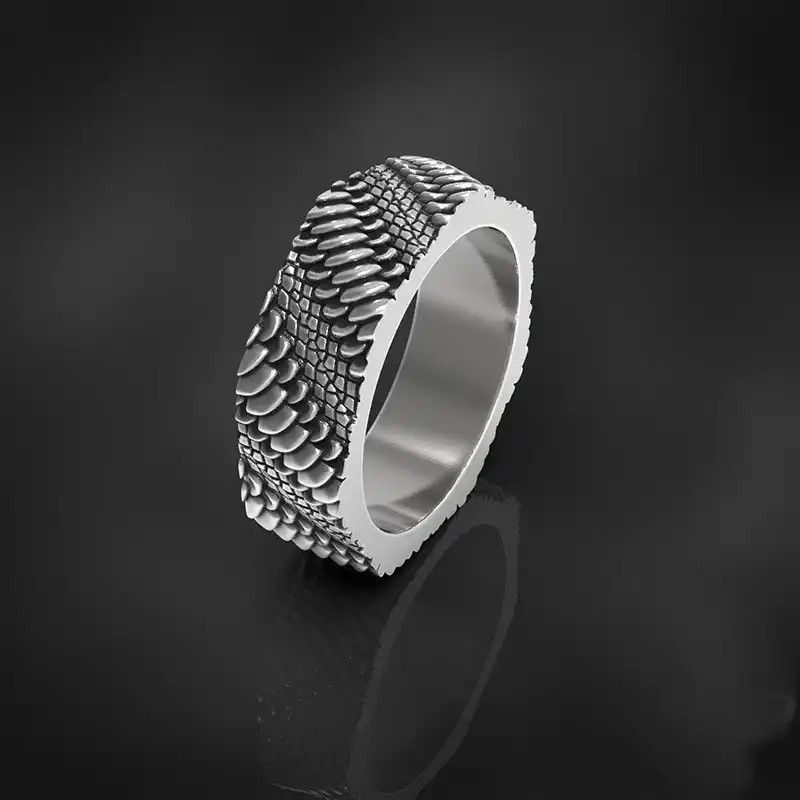 Jewelry × Vintage Vintage Python Wilderness Snake Scale Dragon Scale Ring Size ONE SIZE - 1 Thumbnail