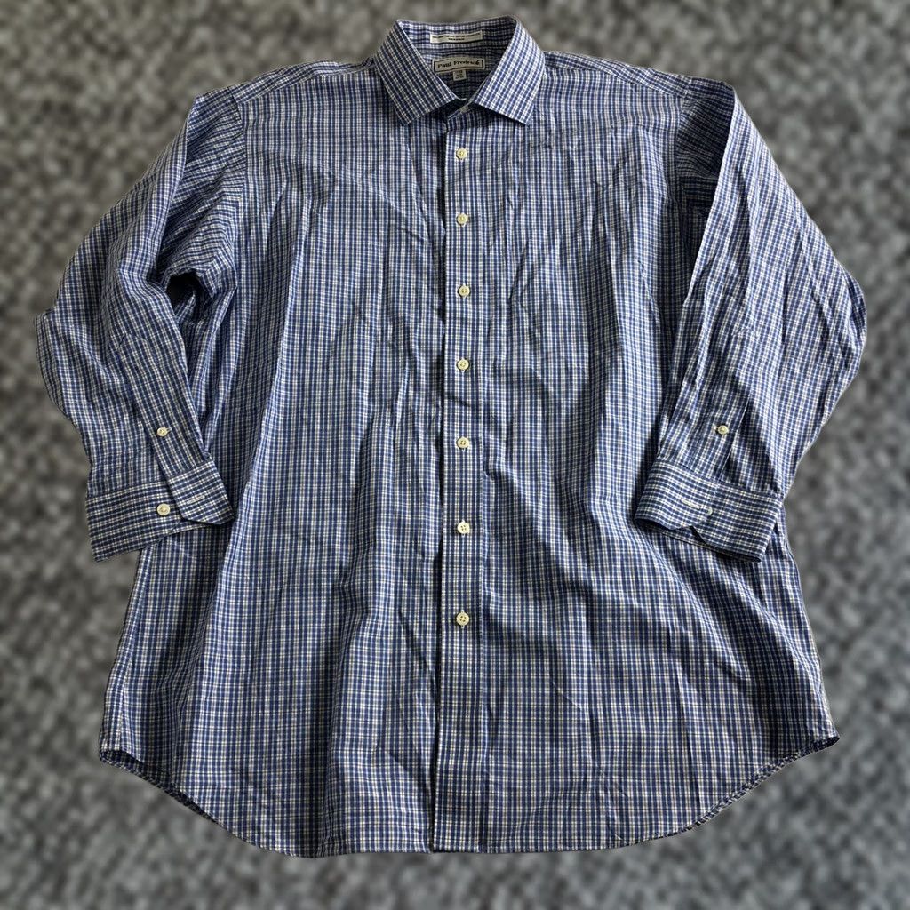 Vintage VINTAGE Paul Fredrick Shirt Mens Size 17-32 Long Sleeve Button Up Blue Plaid Mens Regular 100% Cotton Button-Down Collar Front Blue Plaid Shirt Size US XL / EU 56 / 4 - 1 Thumbnail