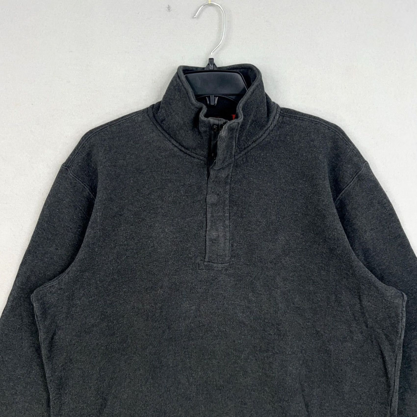 Banana Republic Banana Republic Mens Large Charcoal Ribbed 1/4 Zip Snap Pullover Preppy Size US L / EU 52-54 / 3 - 2 Thumbnail