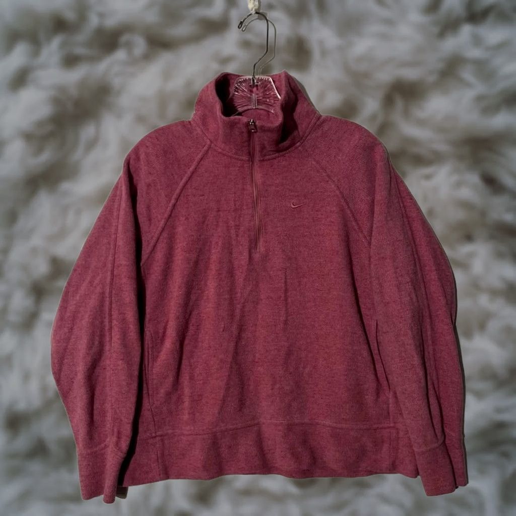 Nike Nike Berry Red Athletic Active Training Quarter Zip Pullover Sweater Women M Size M / US 6-8 / IT 42-44 - 1 Thumbnail