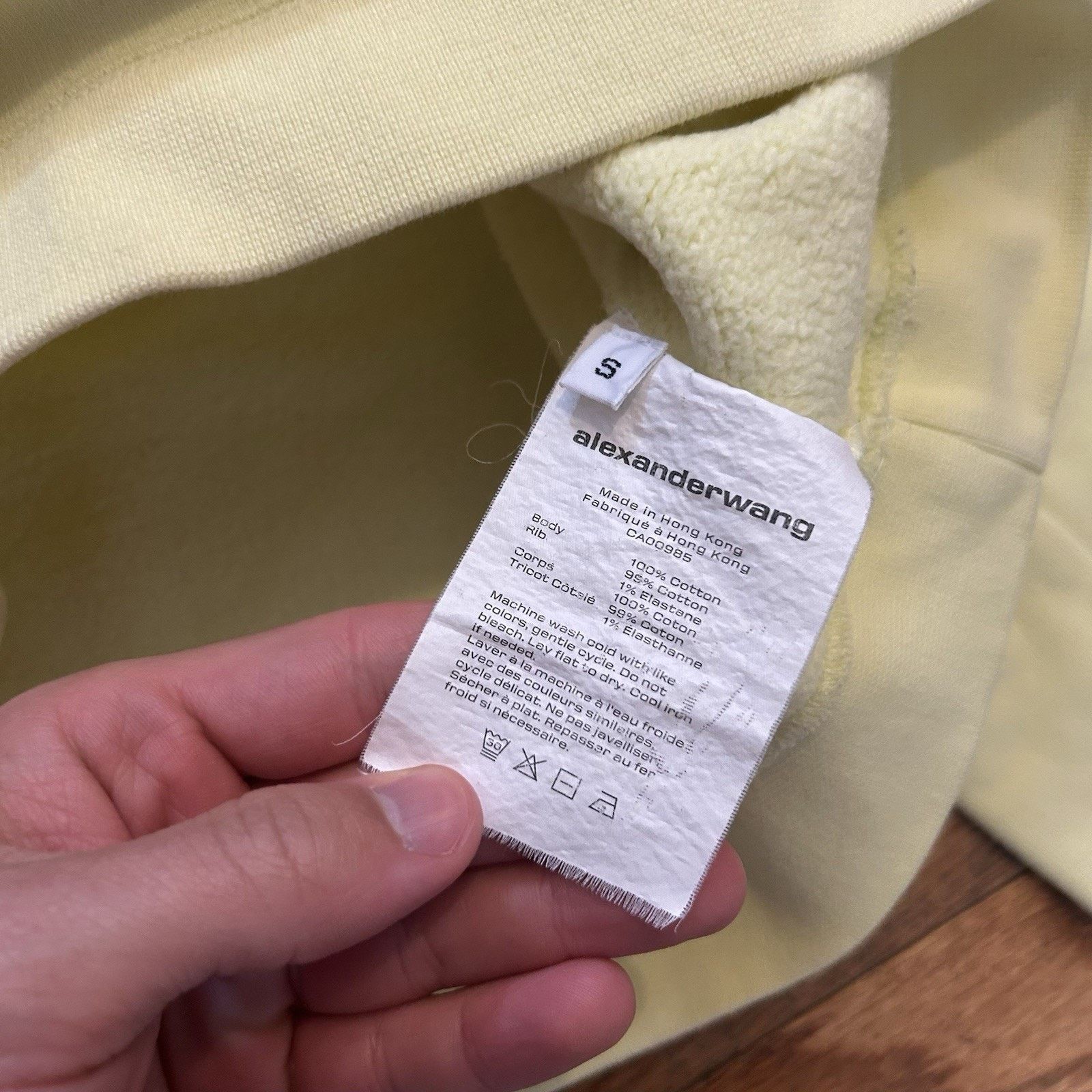 Alexander Wang Cropped Yellow Fleece Pullover Sweatshirt Small Size S / US 4 / IT 40 - 4 Thumbnail