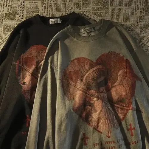 VIBE T-shirt Love Cupid American loose couples all-match trend Size US L / EU 52-54 / 3 - 3 Thumbnail