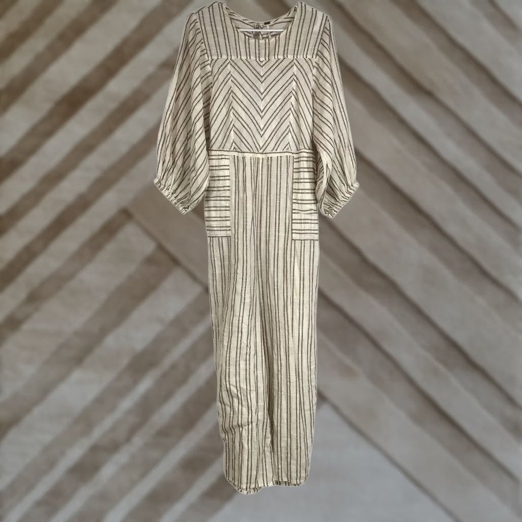 Free People Free People JUMPSUIT Womens M CREAM Round Neck Long Sleeve Open Back Cotton Casual Size 32" / US 10 / IT 46 - 1 Thumbnail