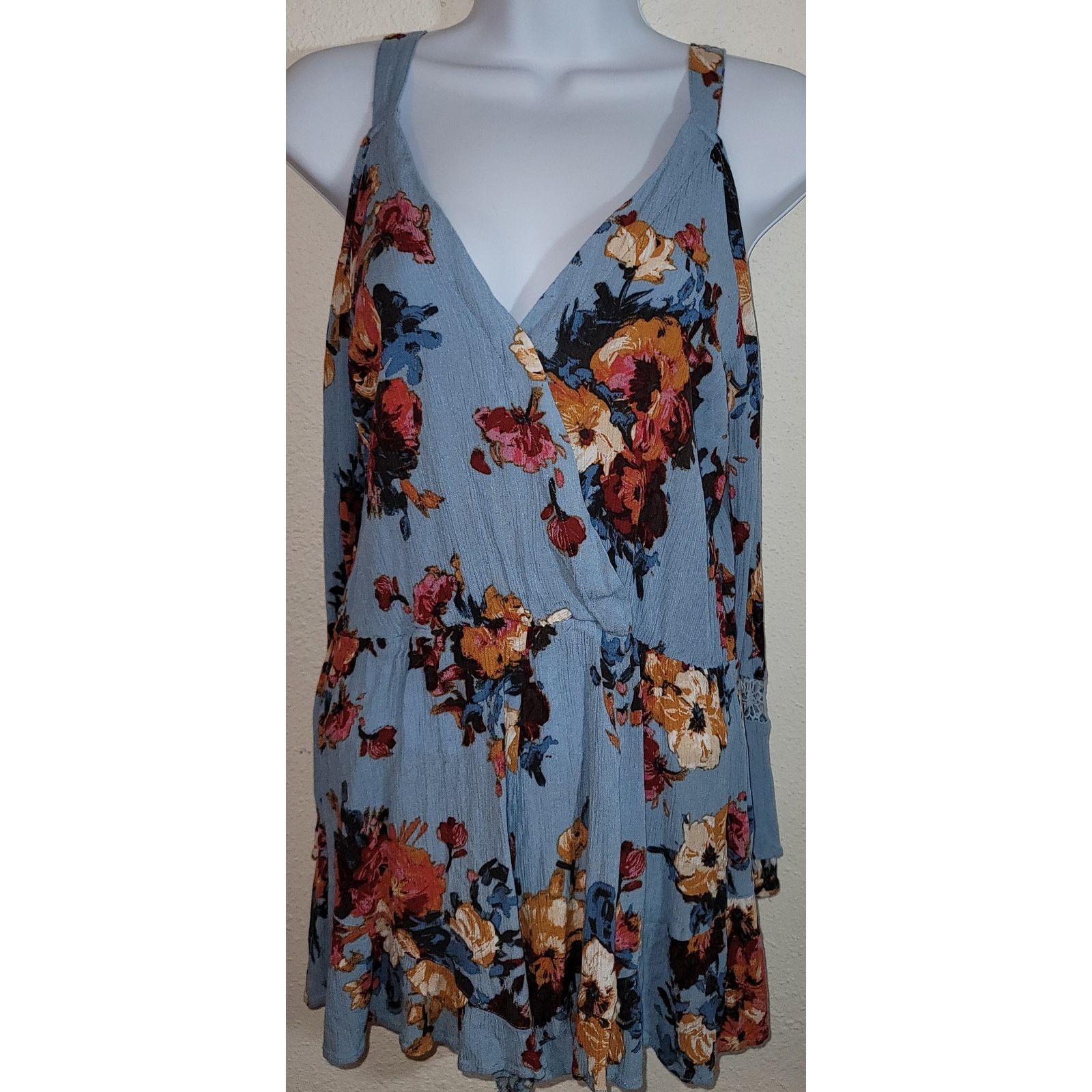 Other Chelesa & Violet Blue Floral Cold Shoulder Women's Romper L Size 34" / US 12 / IT 48 - 1 Thumbnail