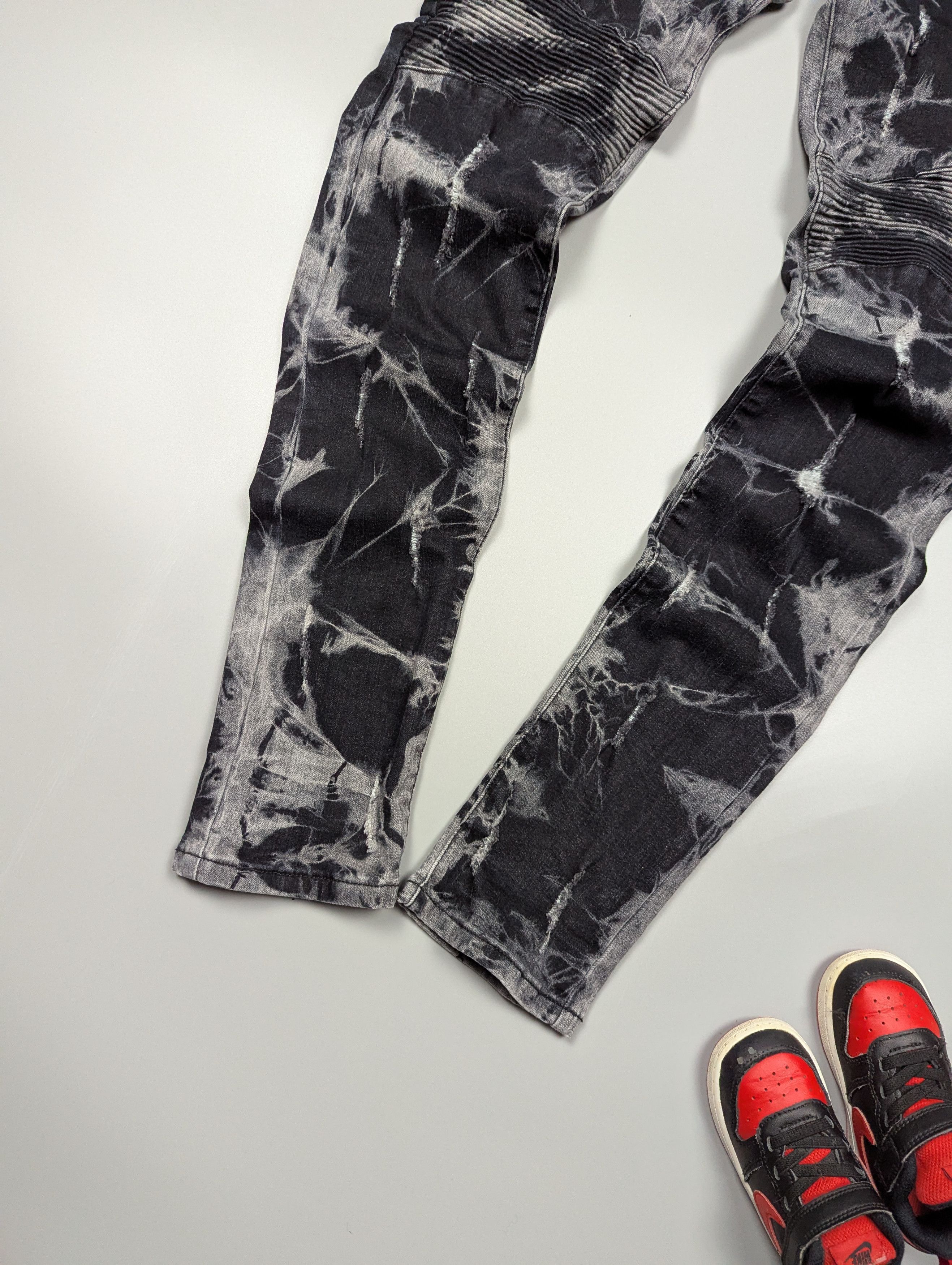 Hysteric Glamour ROCK REBEL Distressed Black/Gray Skinny Jeans With Skulls Size US 31 - 2 Thumbnail