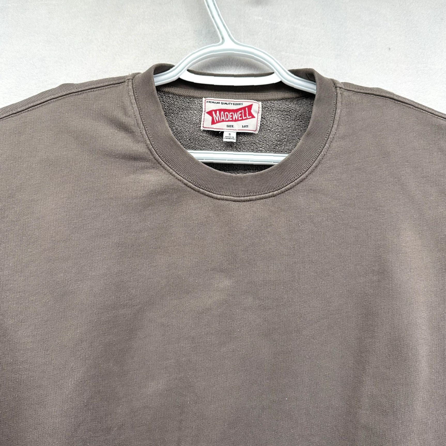 Madewell Madewell Sweatshirt Mens SM-MD Beige Fleece Crew Neck Solid Pullover NK077 Size M / US 6-8 / IT 42-44 - 3 Thumbnail