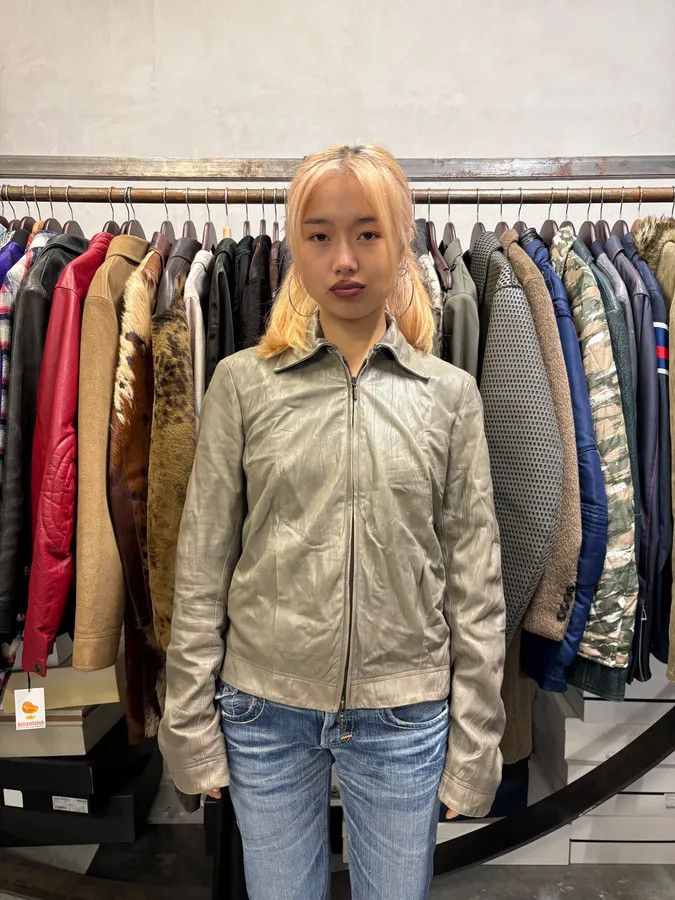 Vintage 2000s Plein Sud Grey Raw Pure Leather Jacket Size S / US 4 / IT 40 - 2 Thumbnail