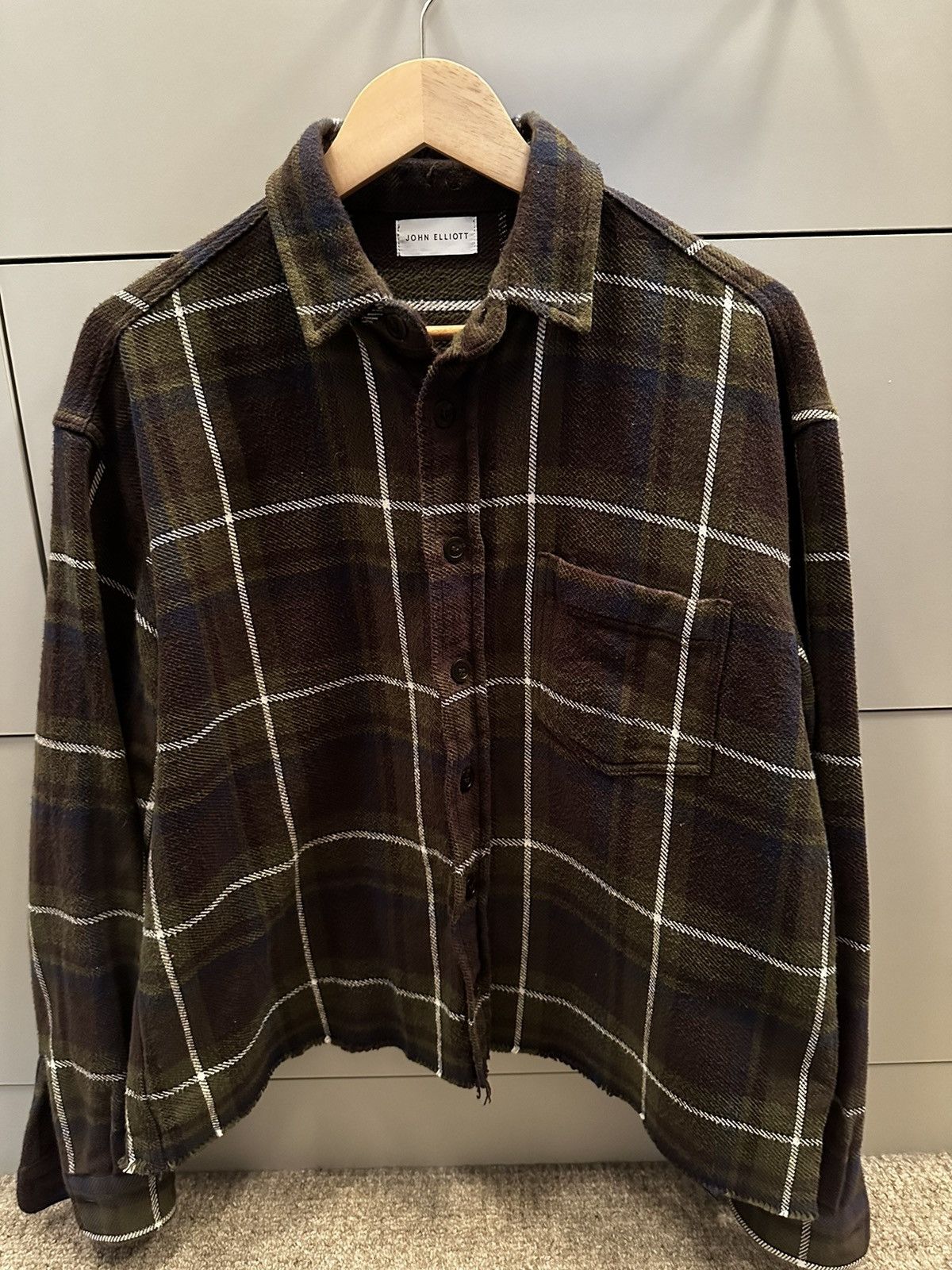 image of John Elliott Butte Hemi in Green Plaid, Men's (Size Small)