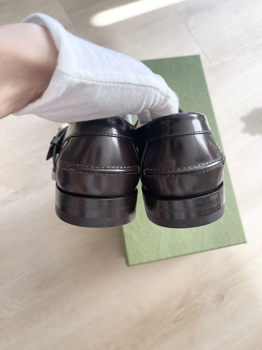 Gucci STEAL! Gucci Logo Plague Leather Loafers Size US 7 / EU 40 - 6 Thumbnail