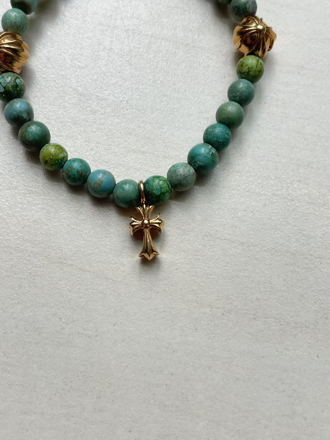Chrome Hearts Chrome Hearts 22K Gold Cross Turquoise Beaded Bracelet Size ONE SIZE - 5 Thumbnail