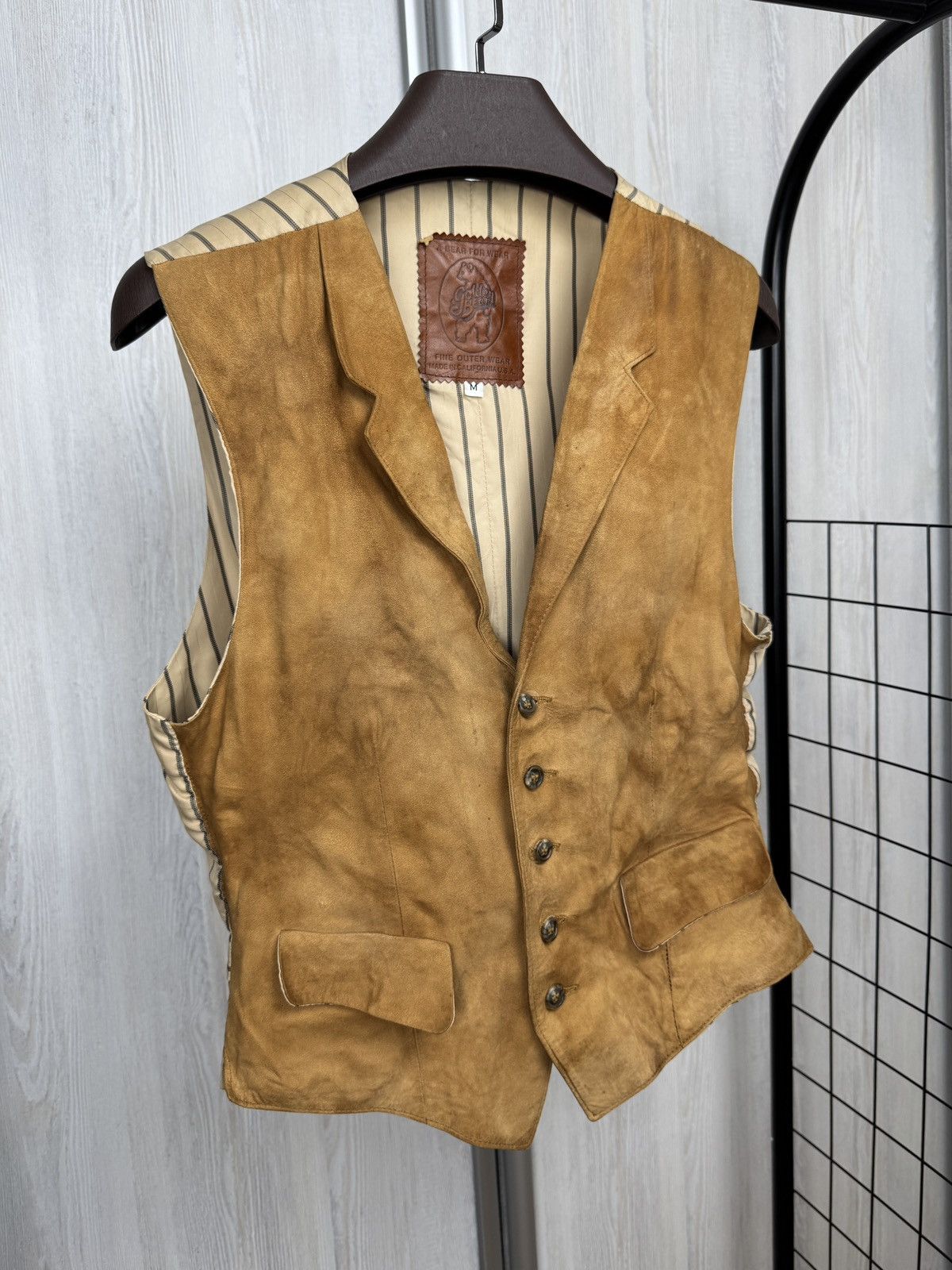Genuine Leather Golden Bear made in California brown leather suede vest Size US M / EU 48-50 / 2 - 3 Thumbnail