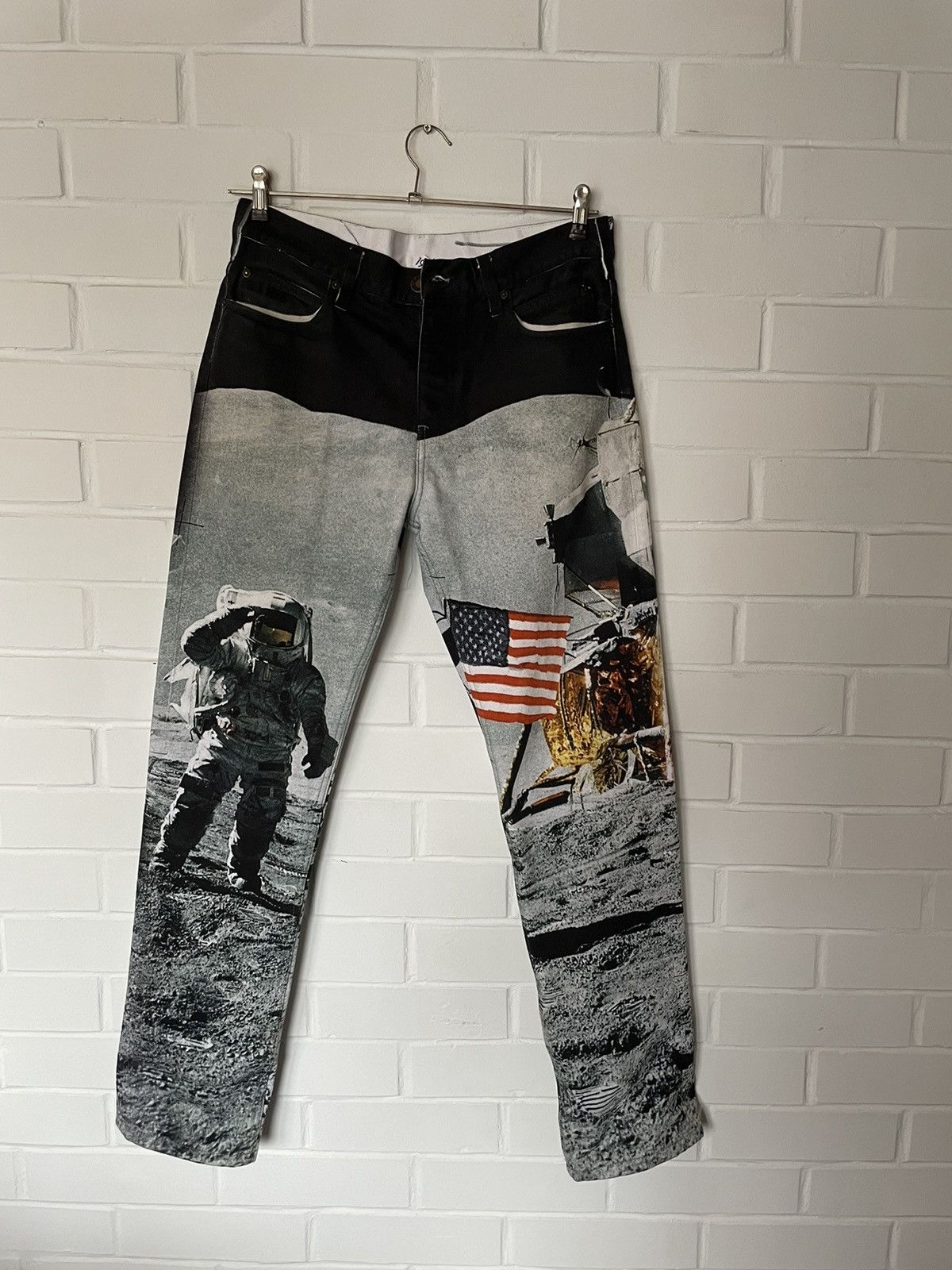 image of Calvin Klein 205W39Nyc x Raf Simons Moon Landing Pants in Black, Men's (Size 30)