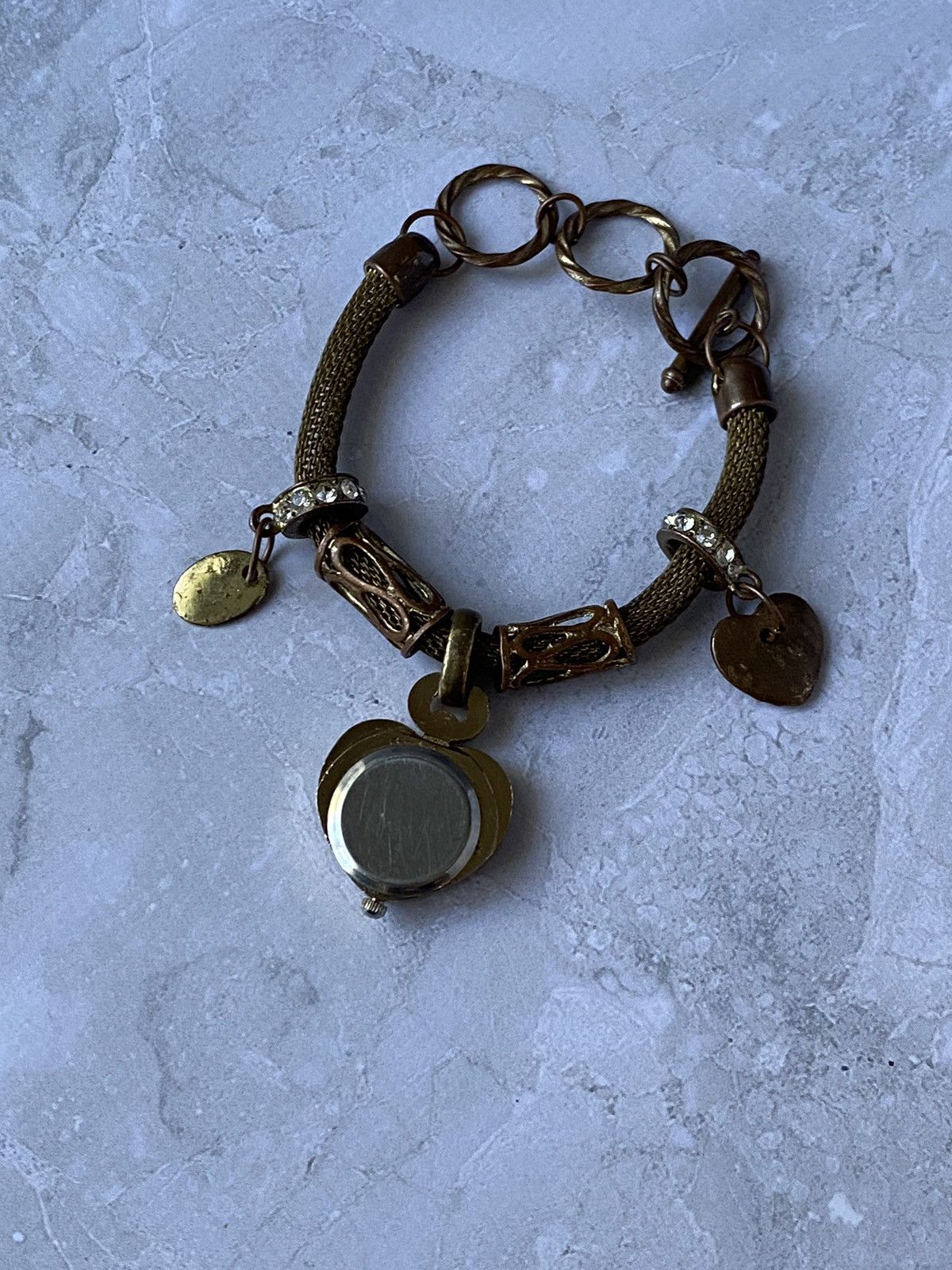 Japanese Brand × Vintage Vintage Heart Charm Bracelet Watch with Rhinestones Size ONE SIZE - 4 Thumbnail