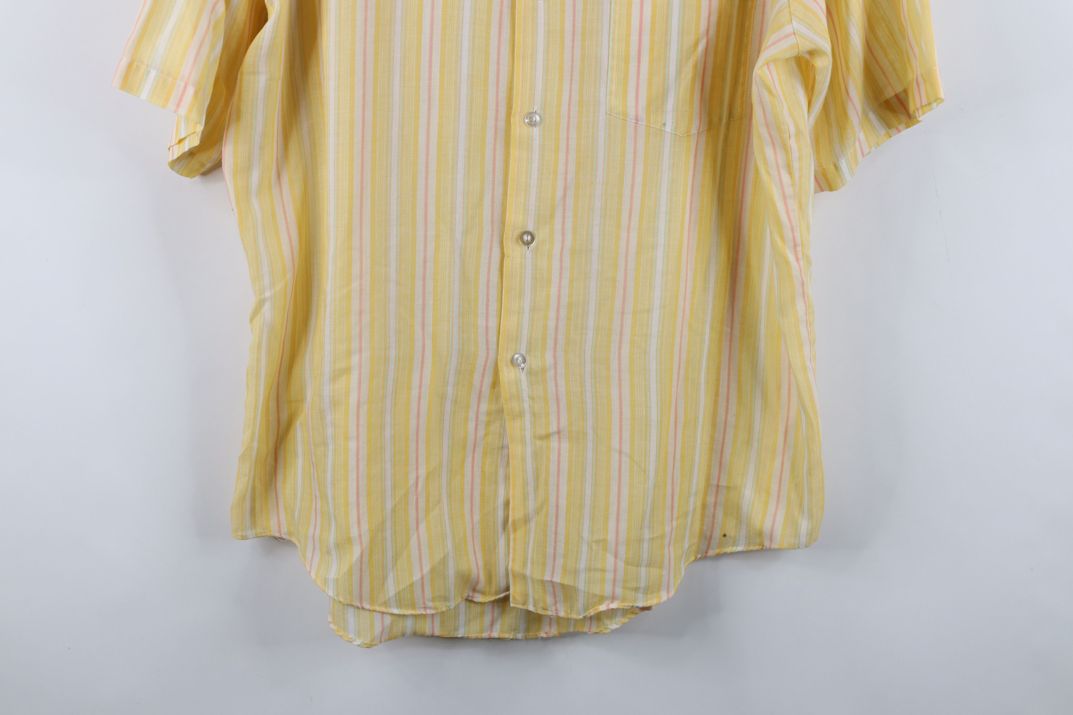 Vintage Vintage 70s Streetwear Sheer Rainbow Striped Button Shirt Size US XL / EU 56 / 4 - 3 Thumbnail