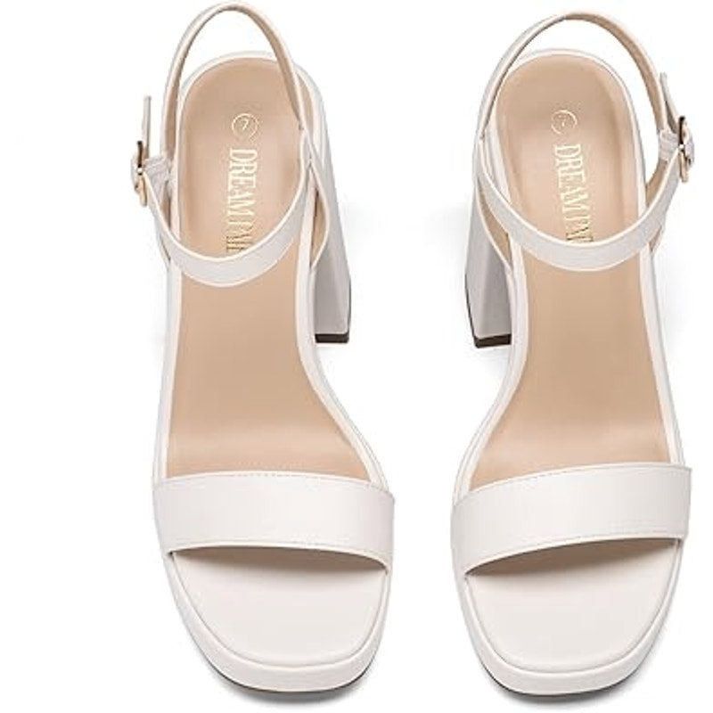 Other Dream Pairs Womens 8.5 White Faux Leather Block Heel Sandals Size US 8.5 / IT 38.5 - 4 Thumbnail