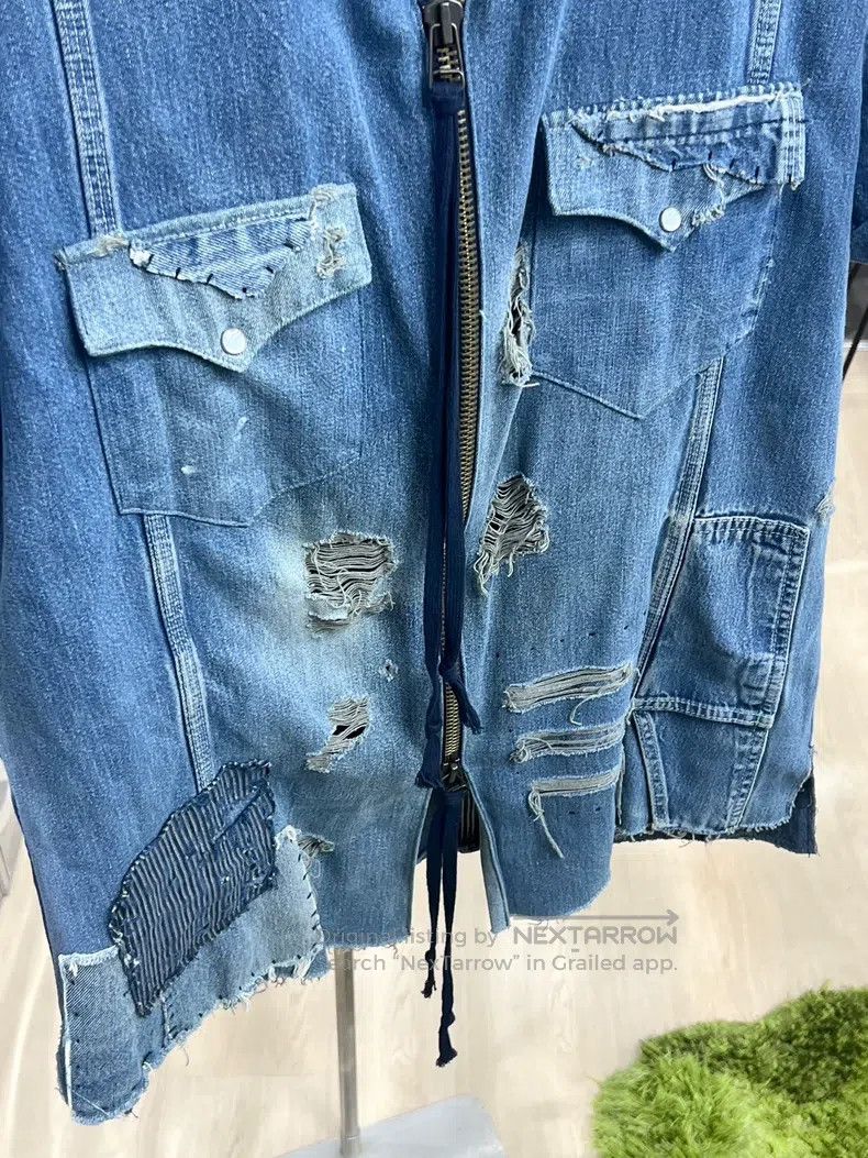 Greg Lauren Greg Lauren Denim Spliced Sleeveless Jacket Size US XL / EU 56 / 4 - 3 Thumbnail