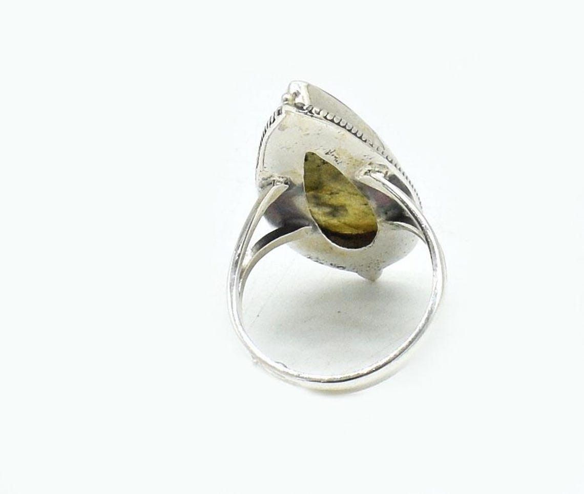 Handmade Pear Labradorite 925 Silver Ring: Handmade Wedding Jewelry Size ONE SIZE - 4 Thumbnail