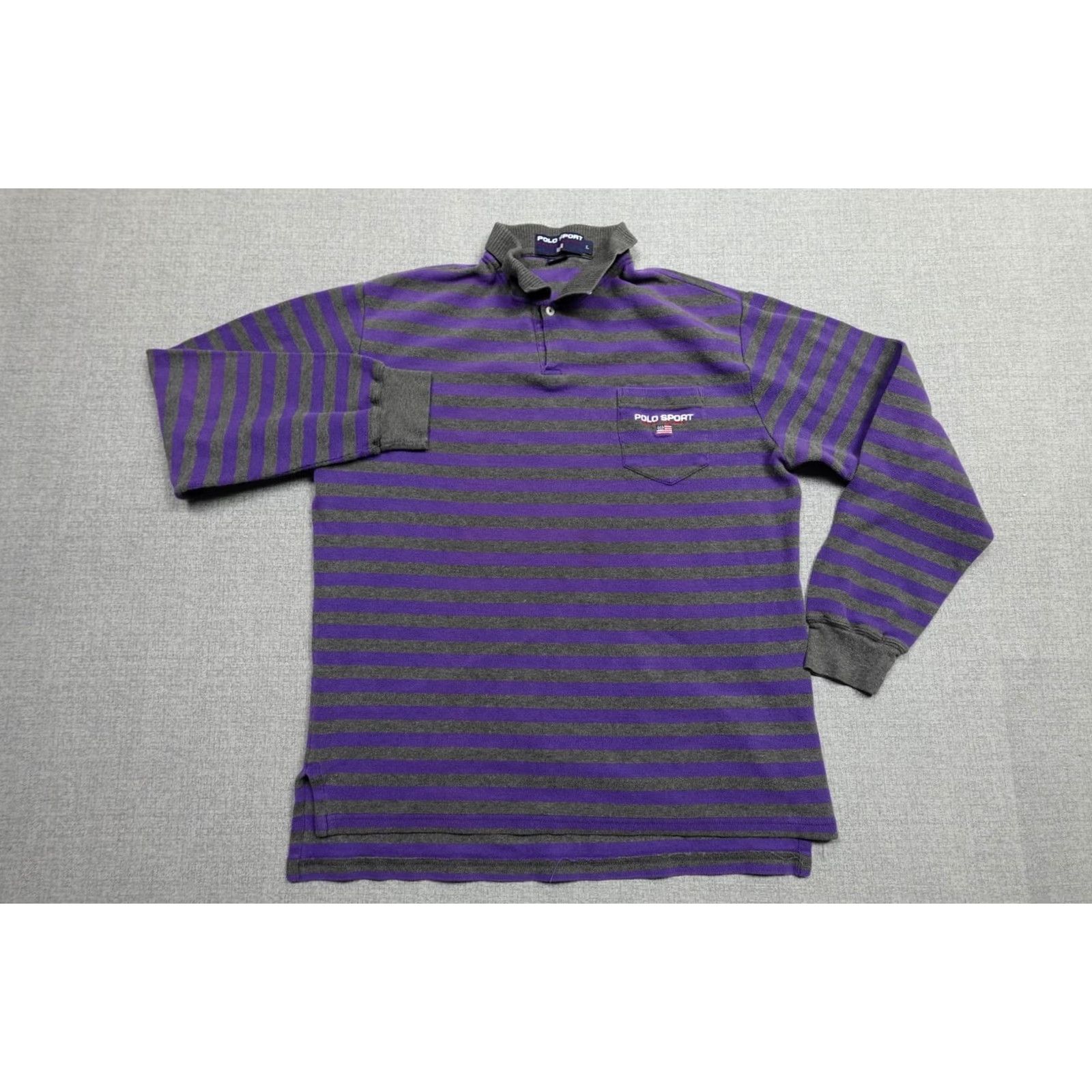 Polo Ralph Lauren VINTAGE Polo Ralph Lauren Polo Mens L Purple Stripe Long Sleeve Pocket Shirt Size US L / EU 52-54 / 3 - 3 Thumbnail