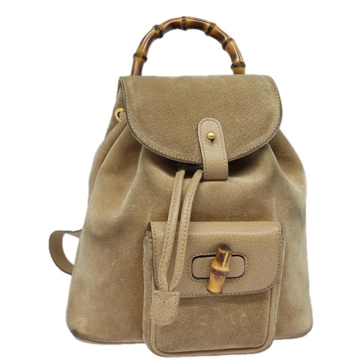 Gucci Bamboo Beige Suede Backpack Bag (Pre-Owned) Size ONE SIZE - 1 Thumbnail