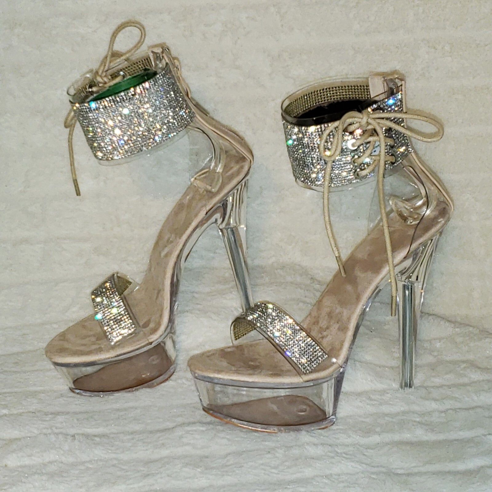 Other Sparkle Affair Clear Platform Rhinestone Ankle Cuff High Hee Size US 6 / IT 36 - 7 Thumbnail