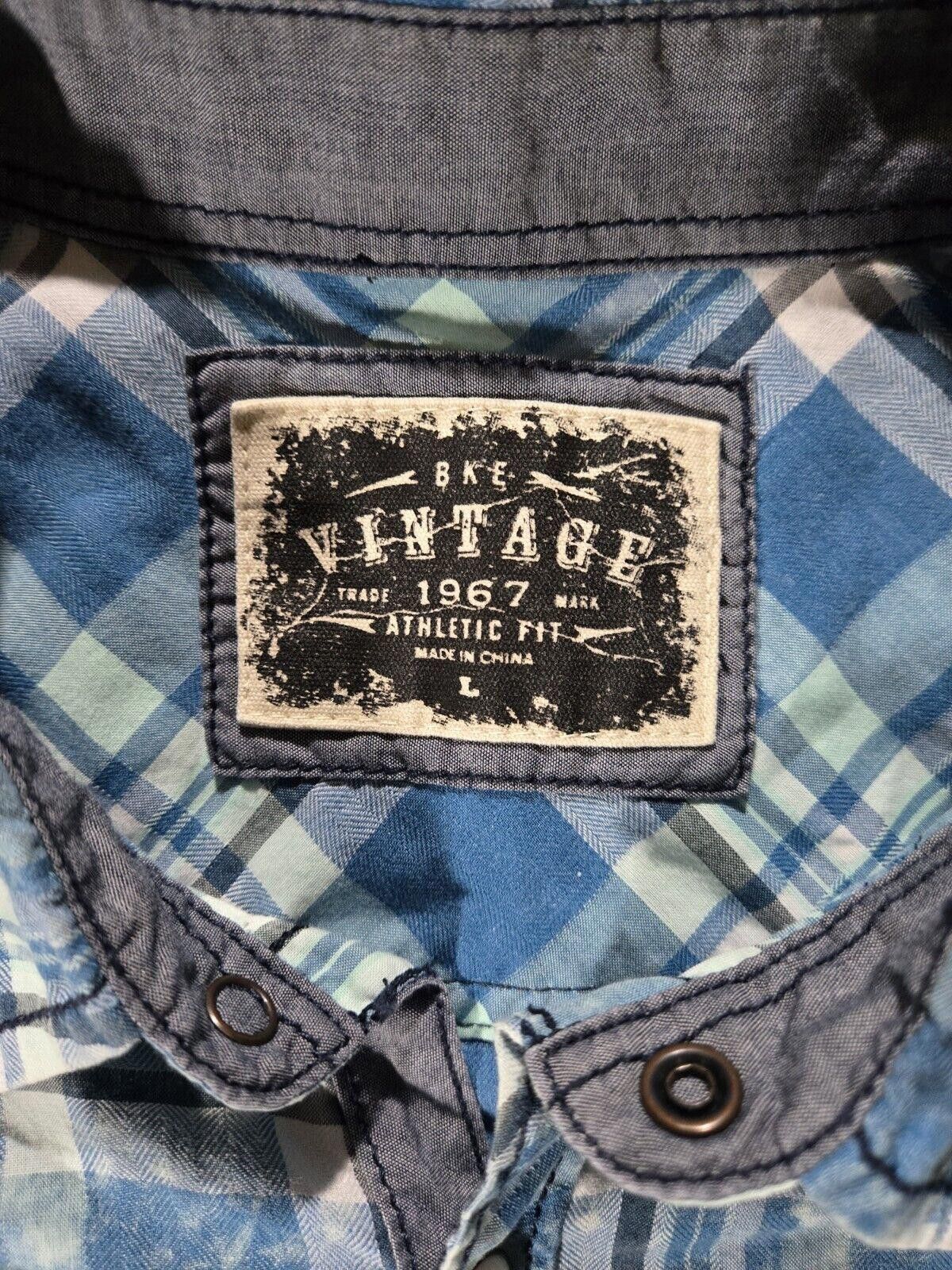 BKE BKE Vintage Blue White Plaid Athletic Fit Button Up Shirt L Size US L / EU 52-54 / 3 - 5 Thumbnail