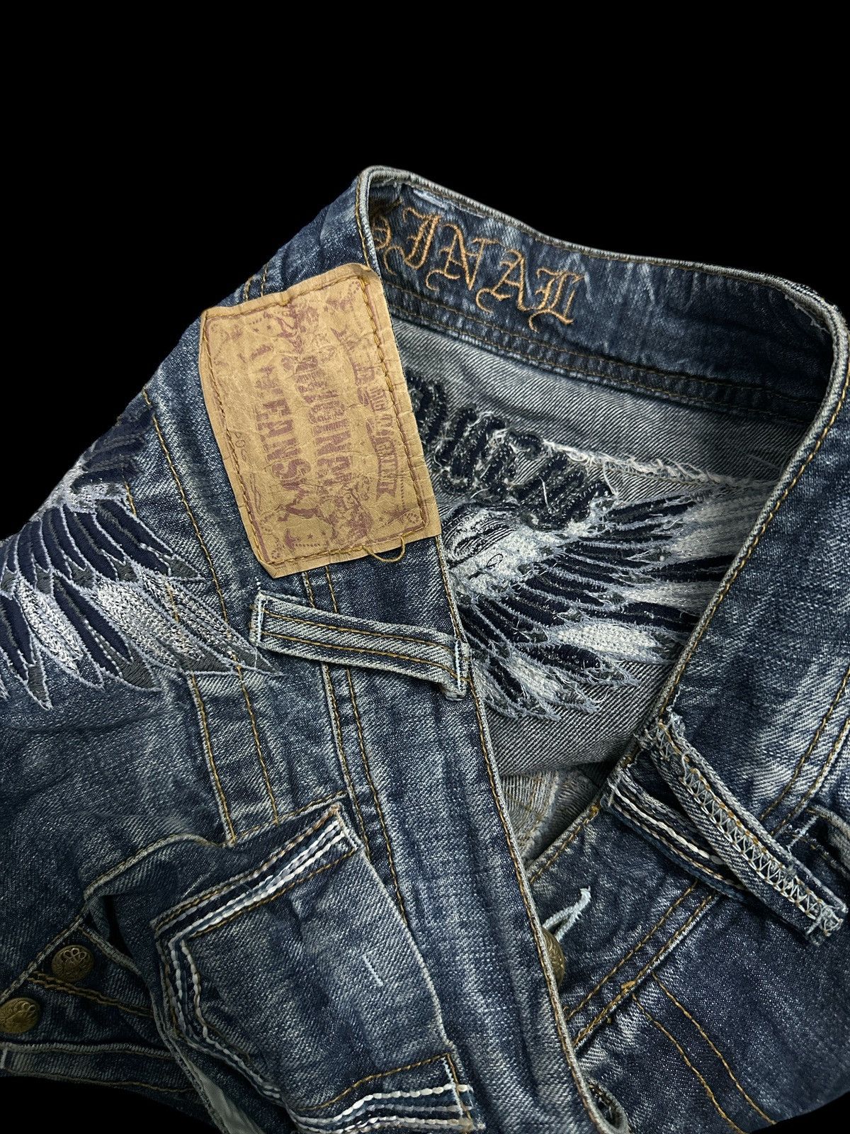 Japanese Brand 90s Style💥 Embroid Bootcut International Jeans BlueWash 💥 Size US 33 - 5 Thumbnail