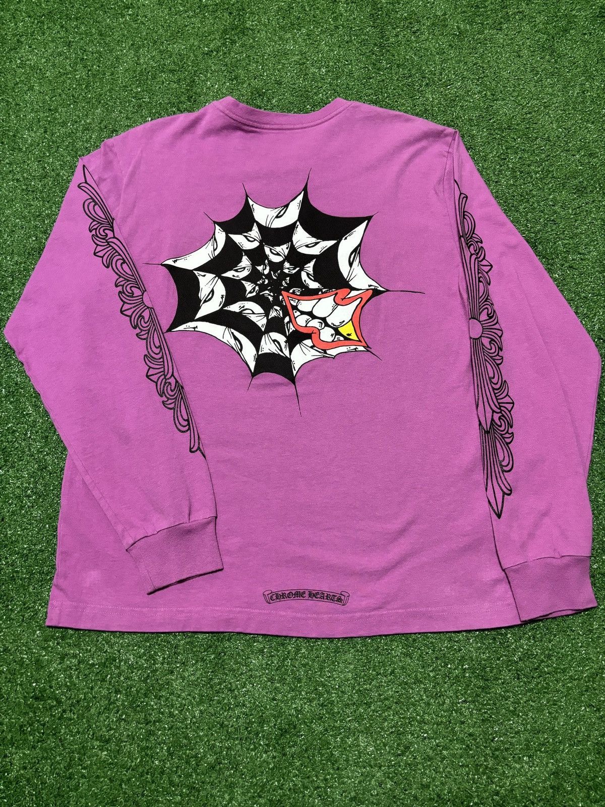 image of Chrome Hearts Matty Boy Spider Web L/s T-Shirt in Purple, Men's (Size Large)