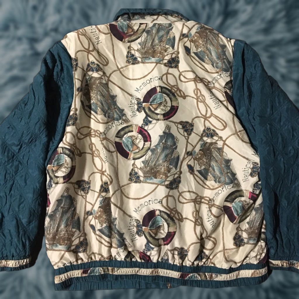 Vintage Vtg 80s Nautical Silk Bomber Jacket L Green Lavon Sailing Boat Flag Hip Hop Vaporwave Womens Crewneck? Size L / US 10 / IT 46 - 1 Thumbnail