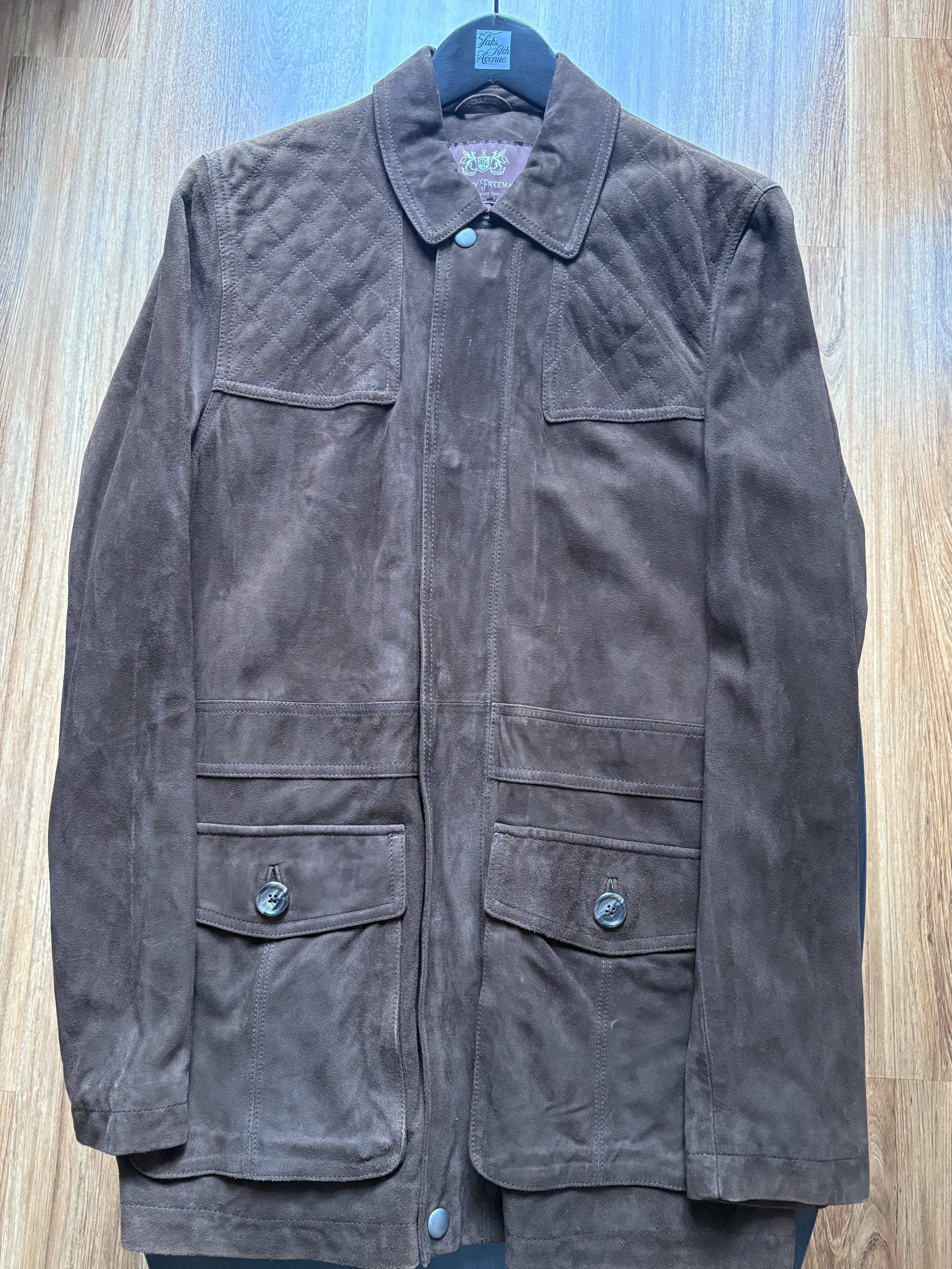 Hickey Freeman Hickey Freeman Men's S Dark Brown Suede Coat Size US S / EU 44-46 / 1 - 1 Thumbnail