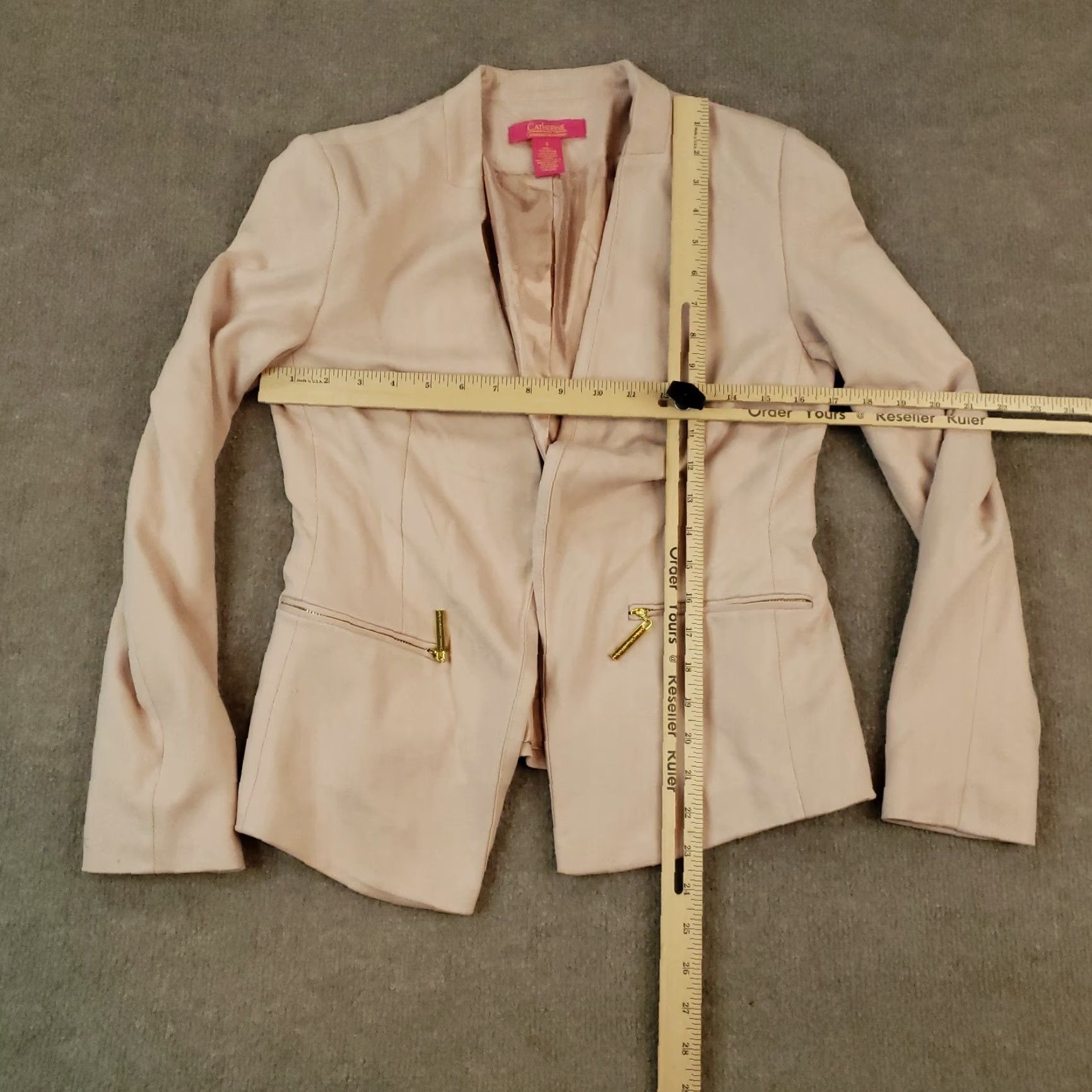 Vintage Catherine Malandrino Pink Blazer Womens Size 4 Stretch Open Front Shoulder Pads Size S / US 4 / IT 40 - 2 Thumbnail