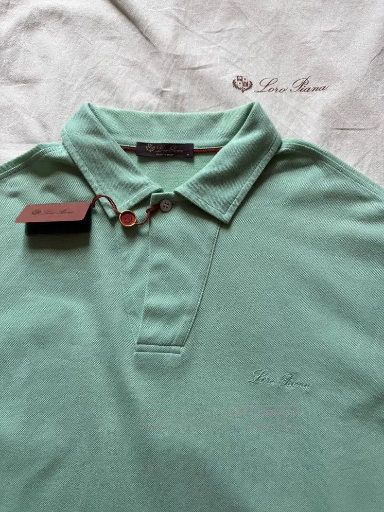 Loro Piana Loro Piana Light Green Short Sleeve Polo Shirt Size US M / EU 48-50 / 2 - 2 Thumbnail