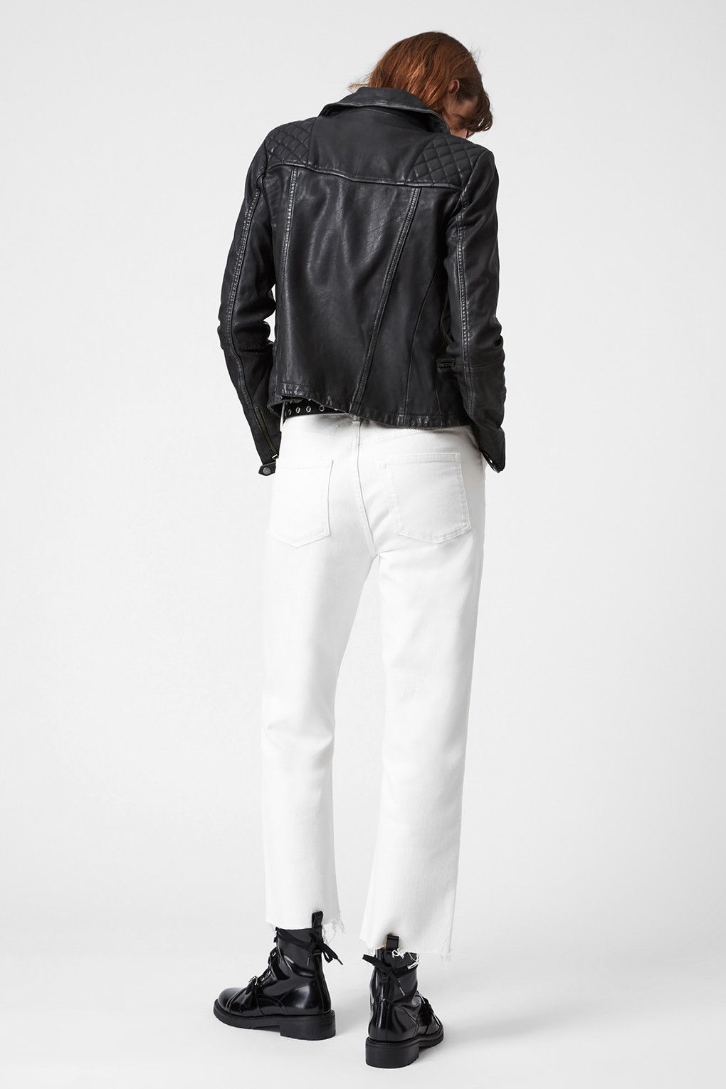 Allsaints MSRP 390€ Biker Leather Jacket M, black, used-look, short Size M / US 6-8 / IT 42-44 - 4 Thumbnail