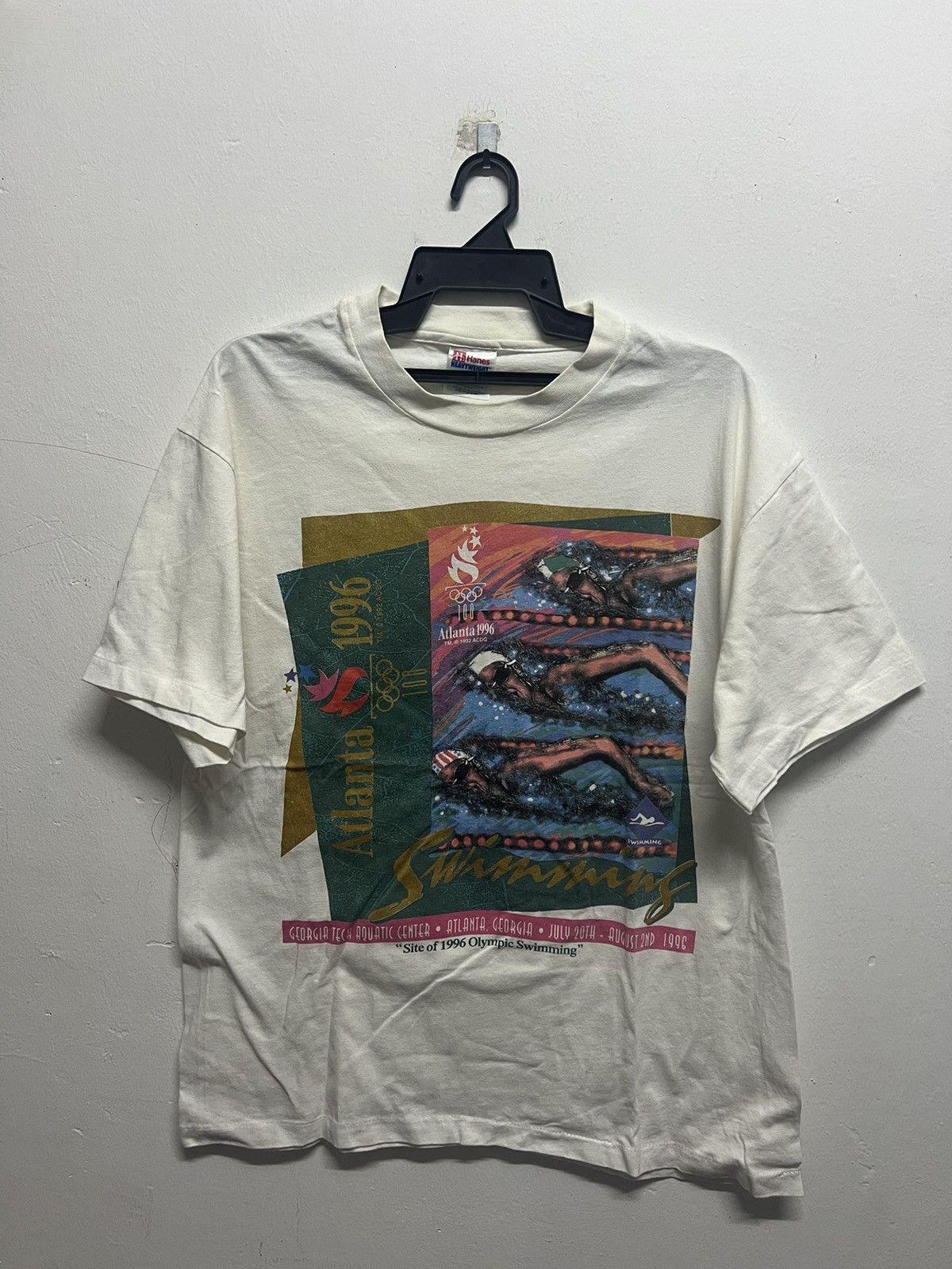 Vintage Vintage 90’s Atlanta Olympic Swimming Tee Size US L / EU 52-54 / 3 - 1 Thumbnail