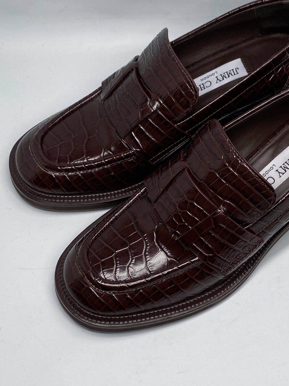 Jimmy Choo Jimmy Choo Tylor 60MM Embossed Leather Loafers size 37.5 Size US 7.5 / IT 37.5 - 6 Thumbnail