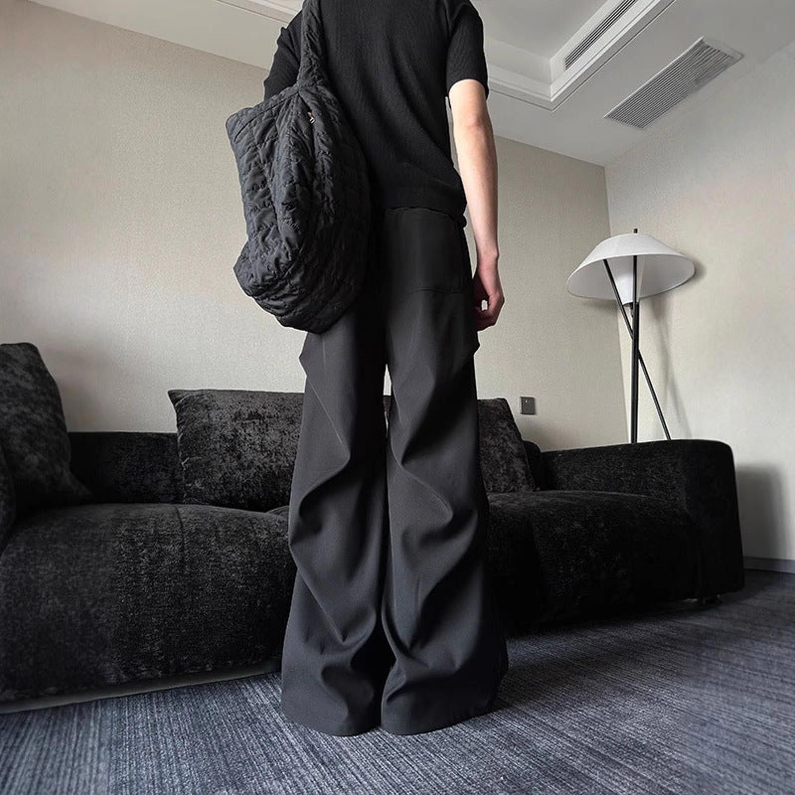 Japanese Brand Black Wide Leg Baggy Pants, Relaxed Fit Trousers Size US 32 / EU 48 - 3 Thumbnail