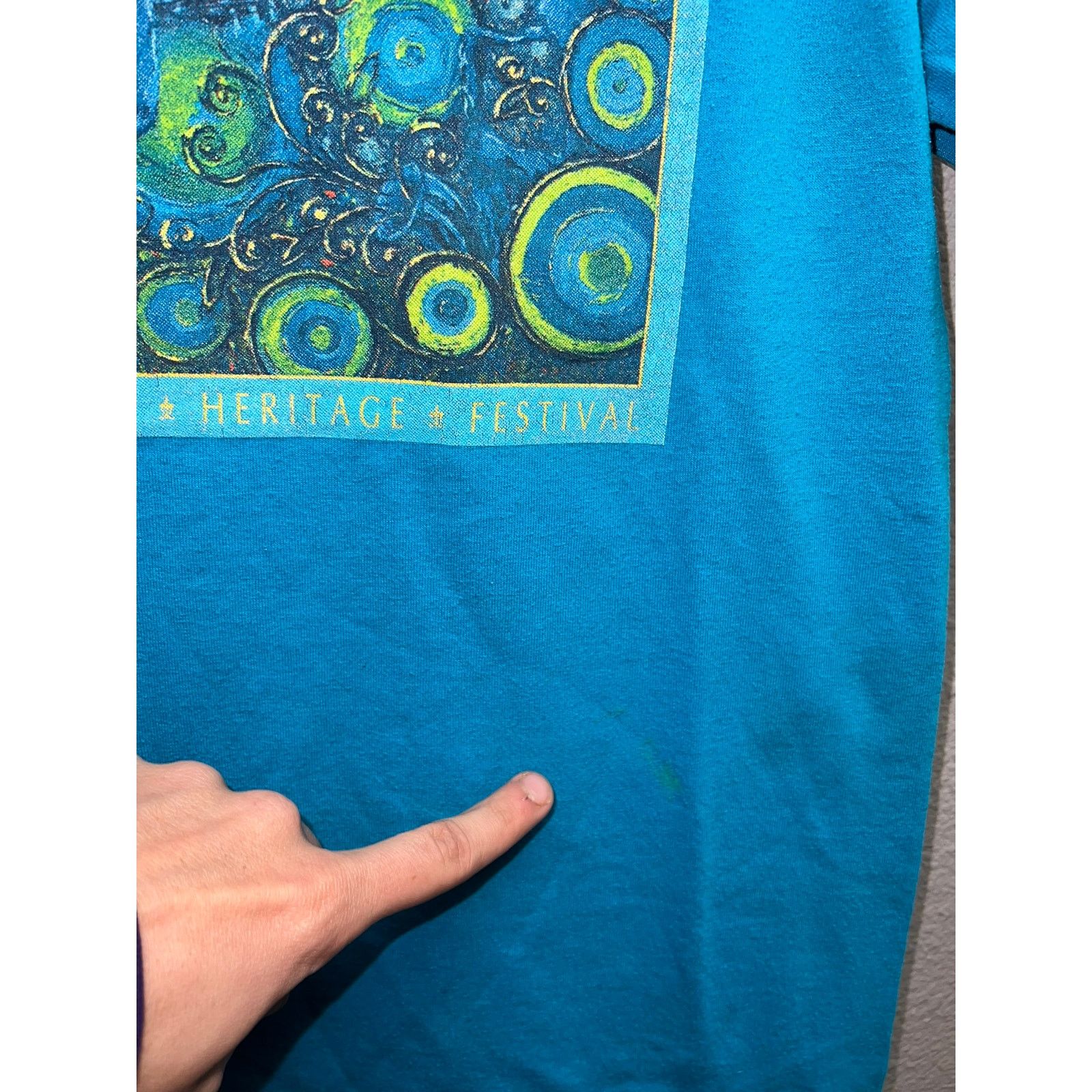 Jerzees Gretna Heritage Festival Shirt 2010 Music Guitar Blue Stain Size US S / EU 44-46 / 1 - 4 Thumbnail