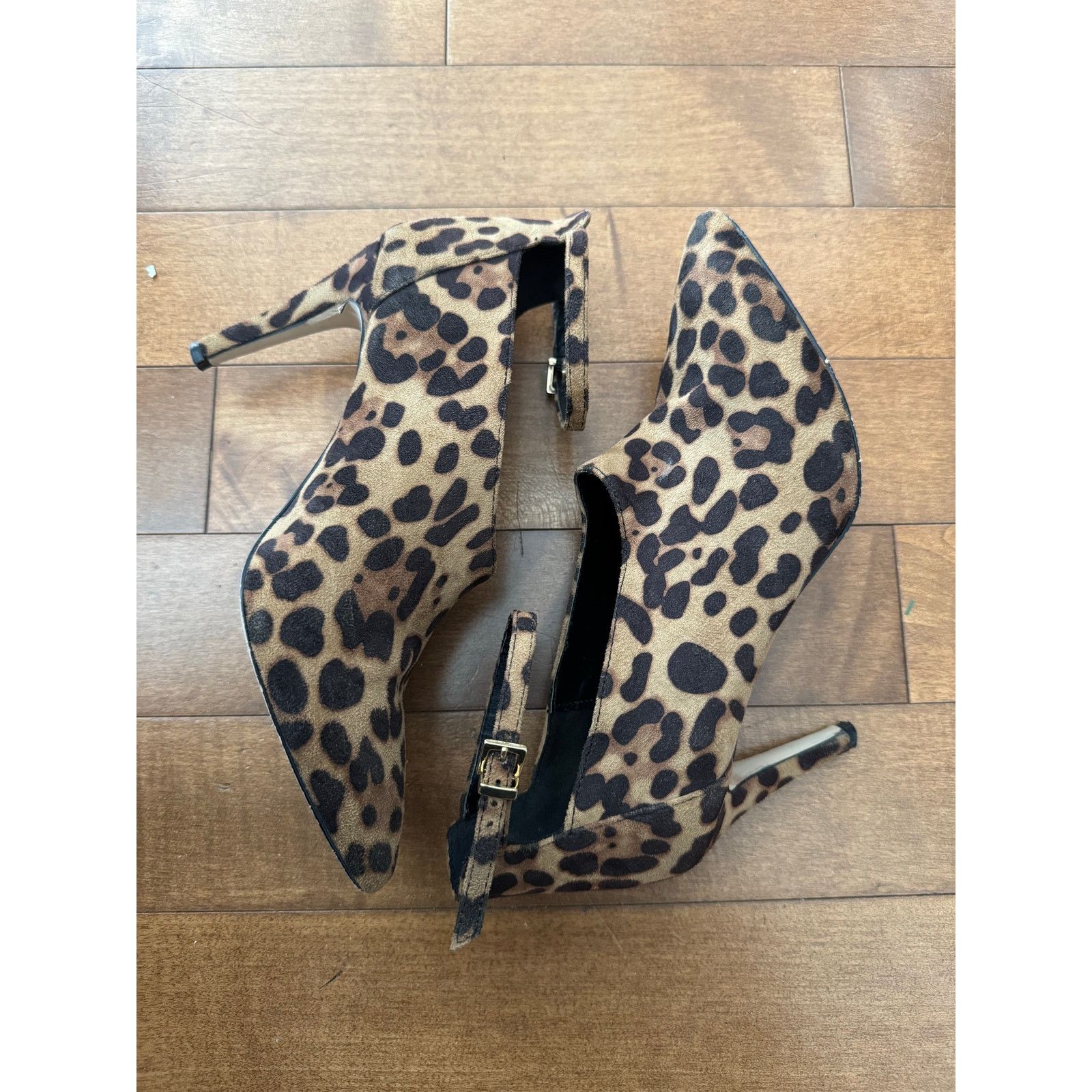 Asos Leopard print ankle straps, stiletto heel low cut booties 5 Size US 5 / IT 35 - 19 Thumbnail
