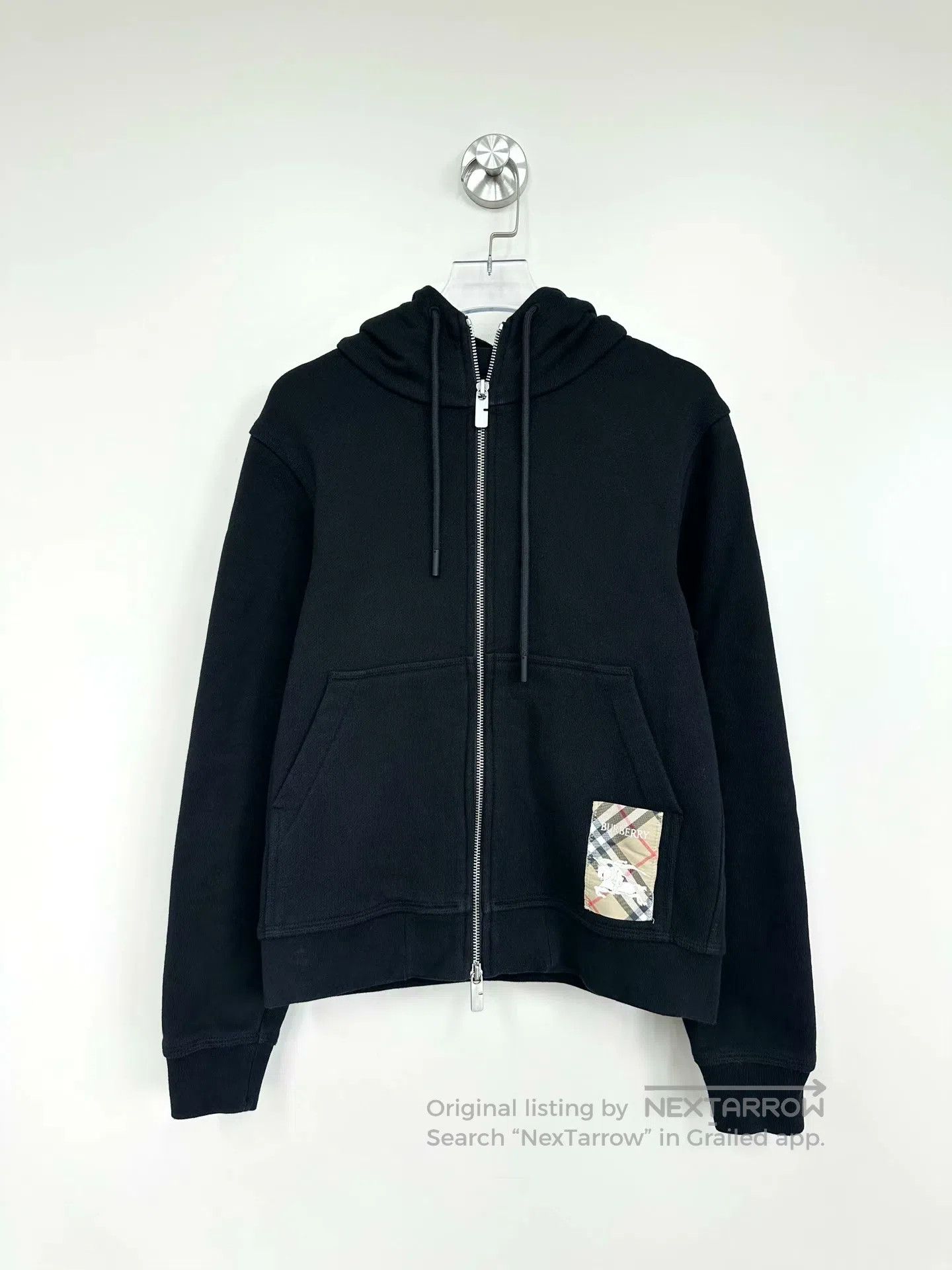 Burberry Burberry Black Warhorse Plaid Logo Hooded Zip-up Jacket| Size S / US 4 / IT 40 - 1 Thumbnail