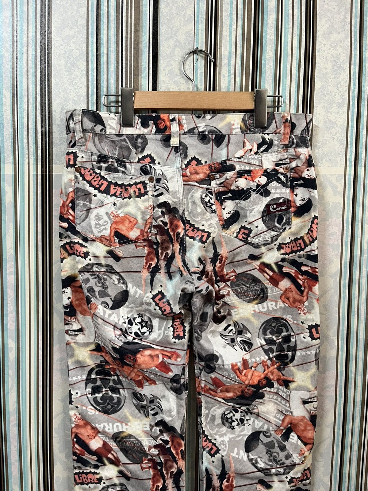 Japanese Brand 1990s Casoppi wrestling lucha libre allover printed #F2 Size US 29 - 4 Thumbnail