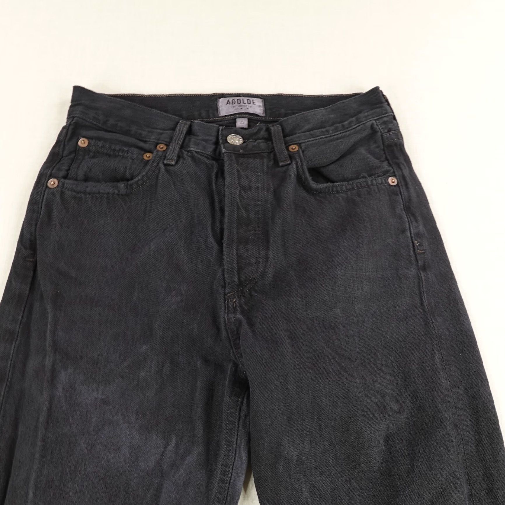 Agolde AGOLDE Jeans Black 25 Denim Button Fly Jamie High Rise Ankle Distressed Pockets 27in Inseam Womens Size 26" / US 2 / IT 38 - 2 Thumbnail