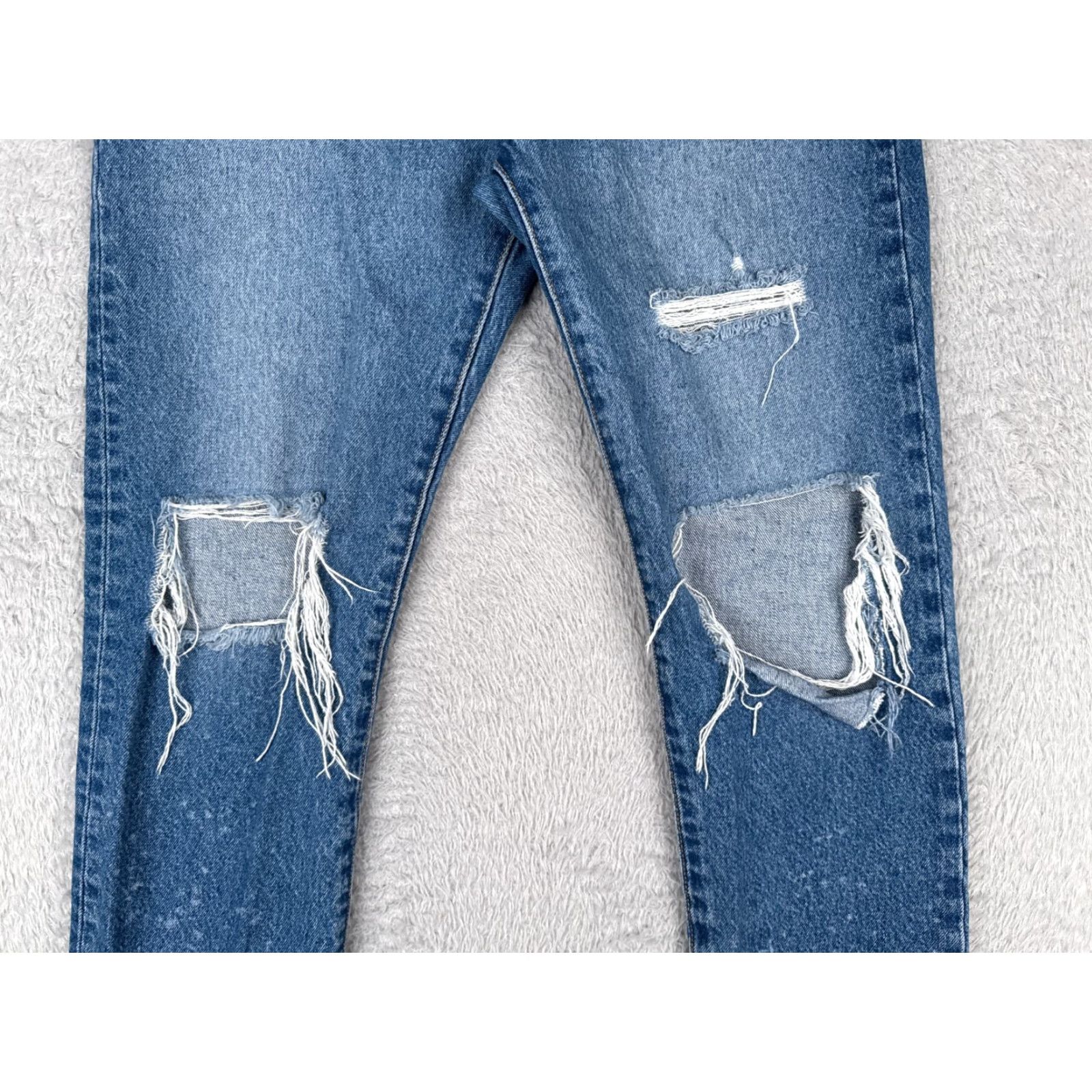 Levi's VINTAGE Levis Jeans 501 Levi'S Denim Blue 29x25 Distressed Button Fly Regular Mens Jeans 501 Series Retro 29 Size US 29 - 3 Thumbnail