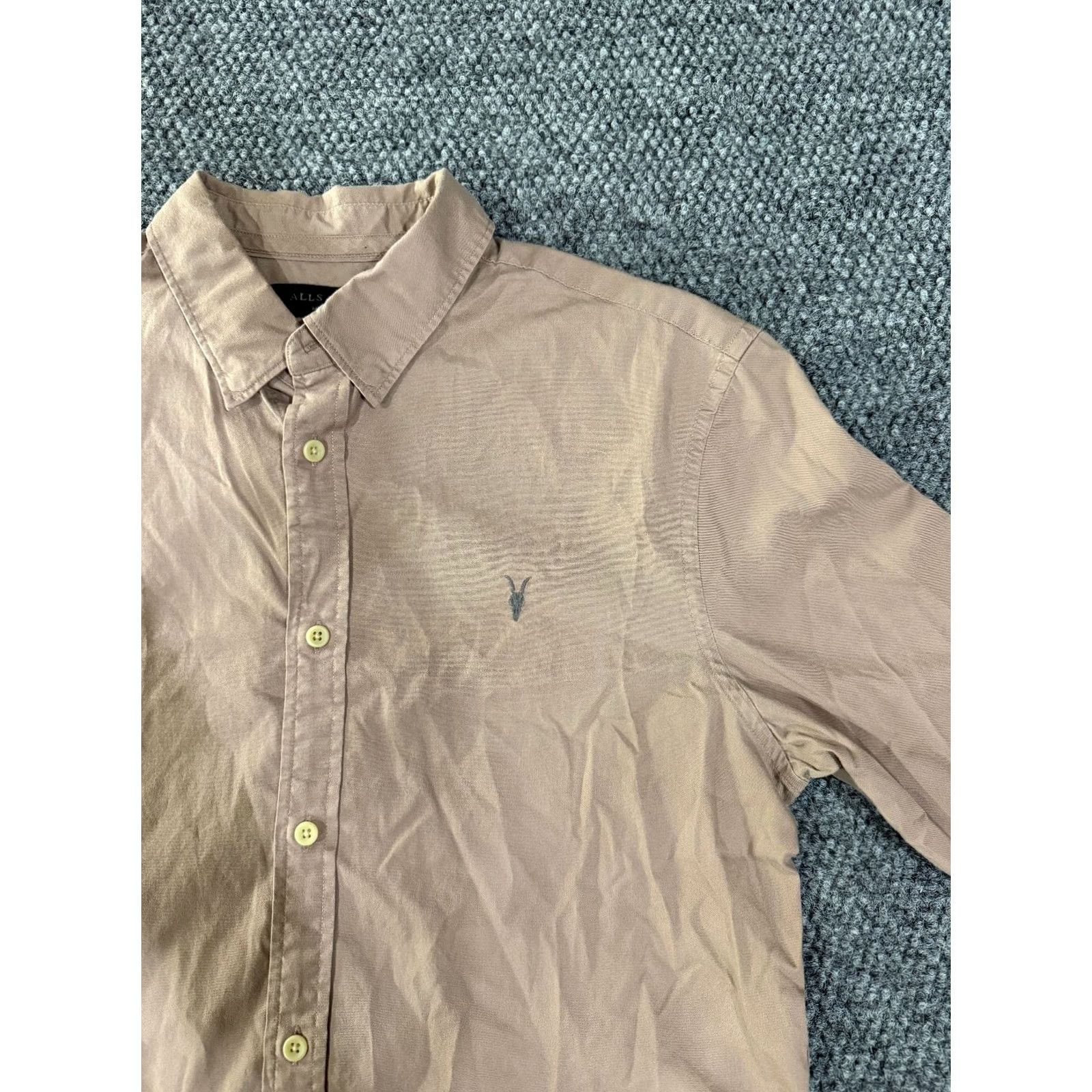 Allsaints AllSaints Button-Up Shirt Mens M Beige Long Sleeve Slim Fit Casual Size US M / EU 48-50 / 2 - 4 Thumbnail