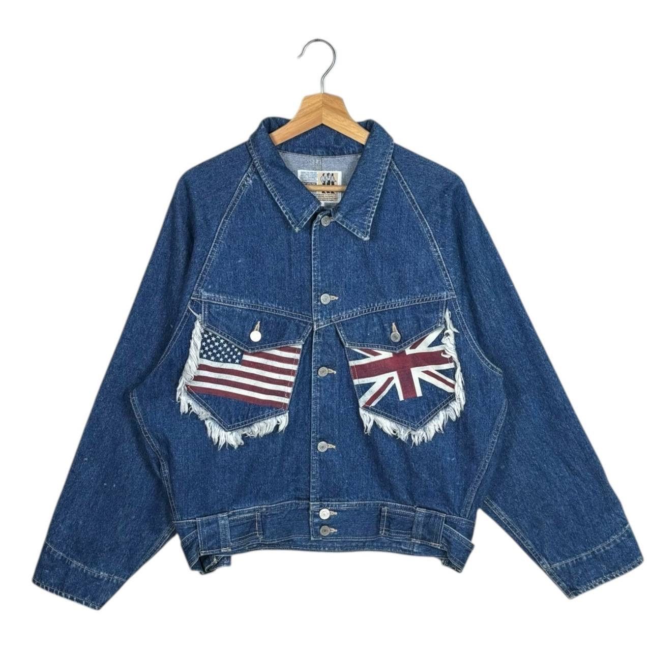 Japanese Brand Vintage Frankie 3052 Japanese Denim Flag Jacket Raglan Size US L / EU 52-54 / 3 - 1 Thumbnail